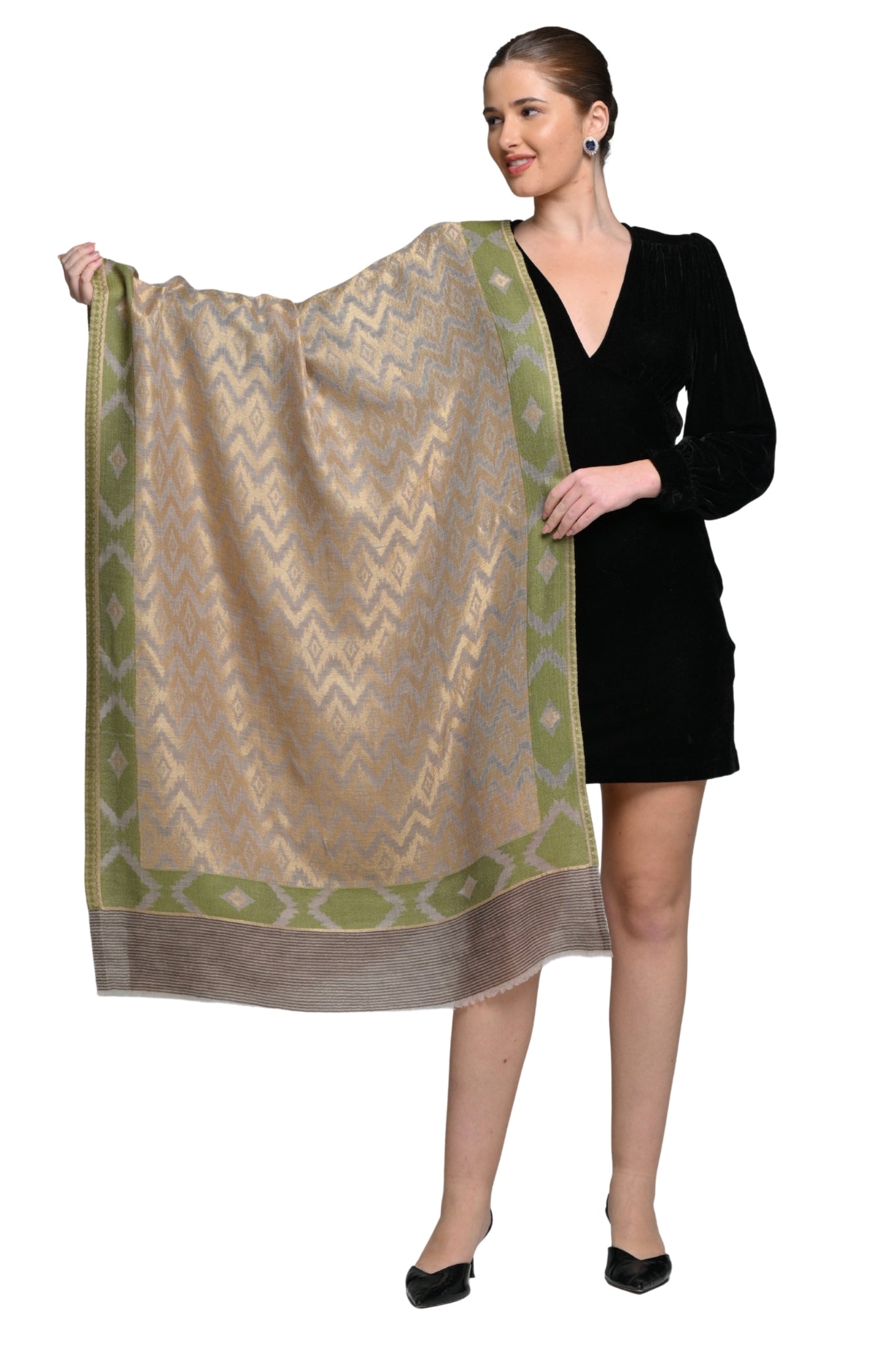 Taroob Gift Set of Ikat Moonlight Jacquard Stole for Him or Her