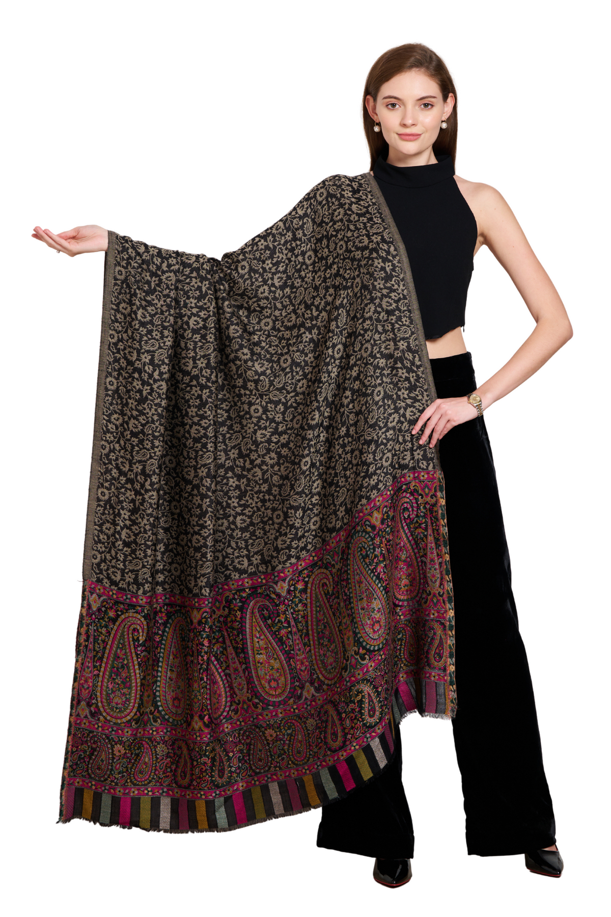 His & Her Gift Set of Men's  Zari Stole and Women's Kaani Shawl