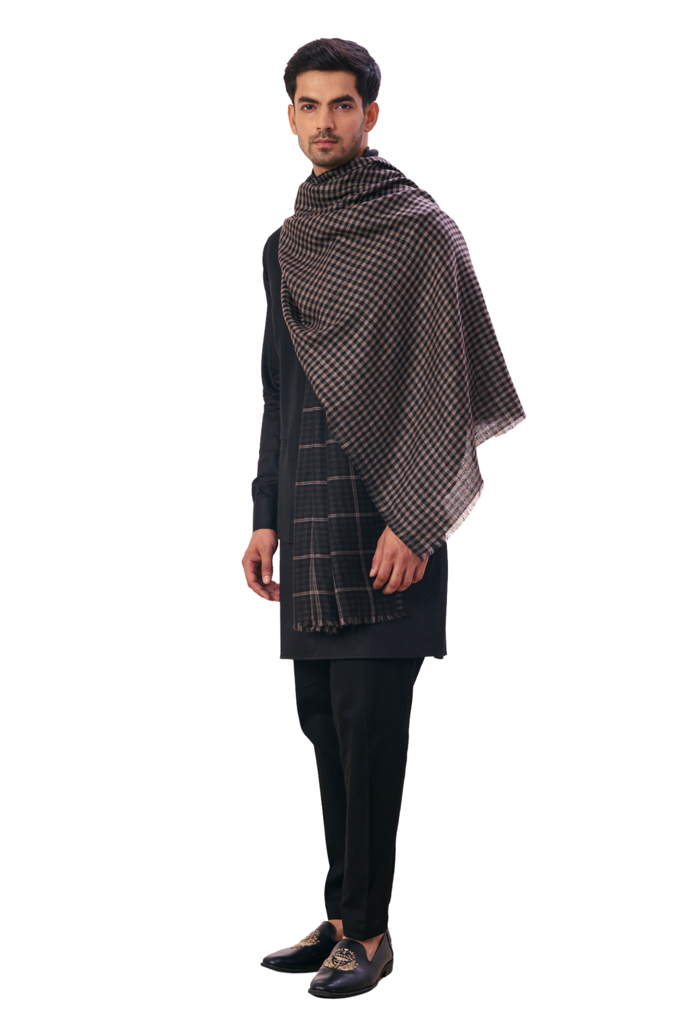 Men's Reversible Fine Wool Checkered Stole