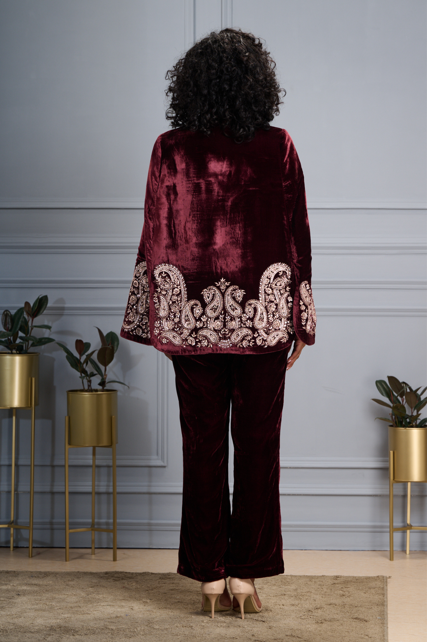 Hand Embellished Paisley Velvet Cape