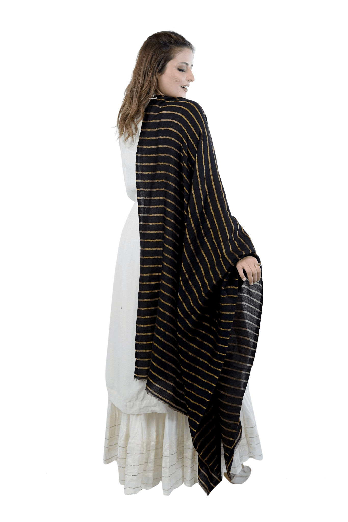 Pashmina Wool Moonlight Handwoven Striper Shawl