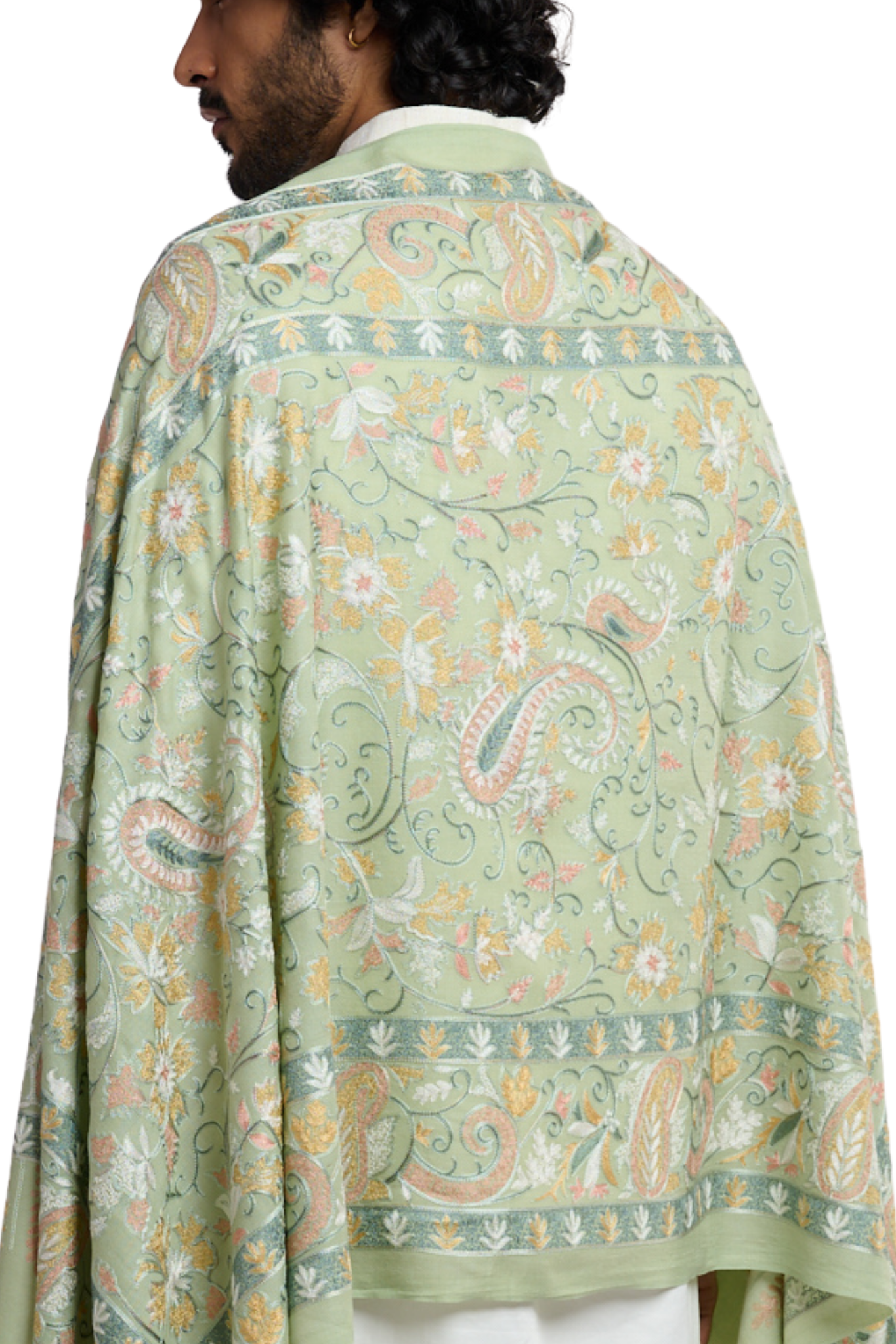 Men's Wool Silk Embroidered Stole