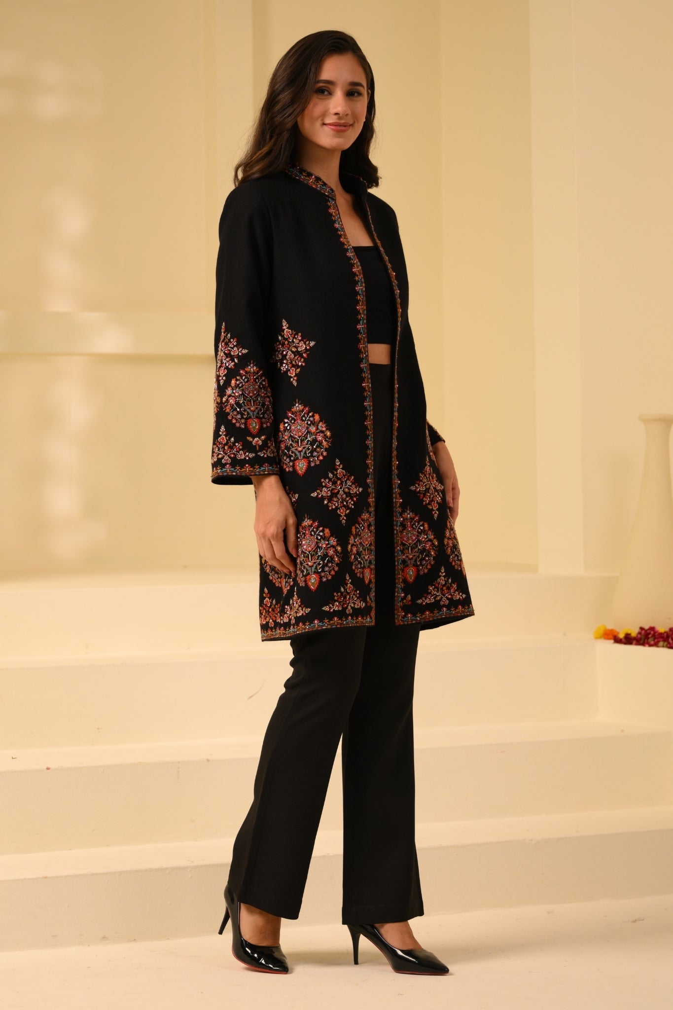 Taroob Hand Embellished  Kashmir Gulistan Long Coat