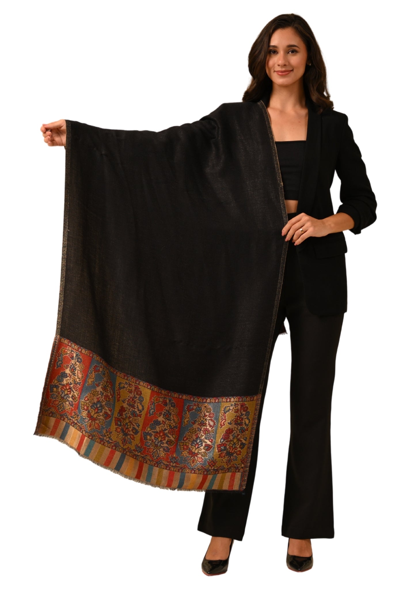 Taroob Border Kashmiri Resham Stole