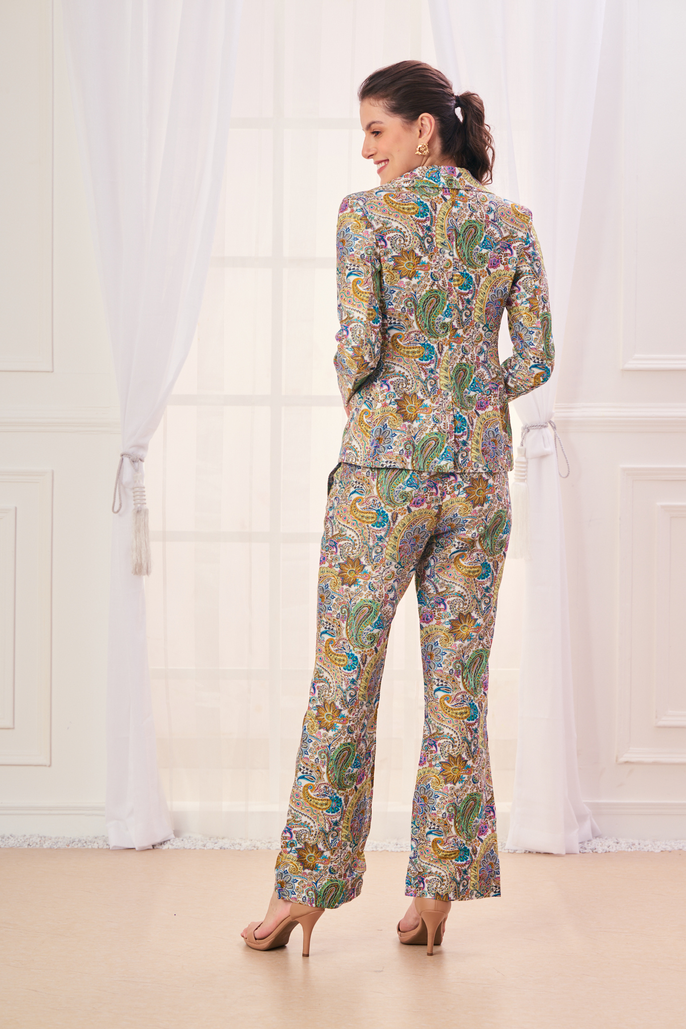 Intricate Paisley Embroidered Silk Co-ord Set
