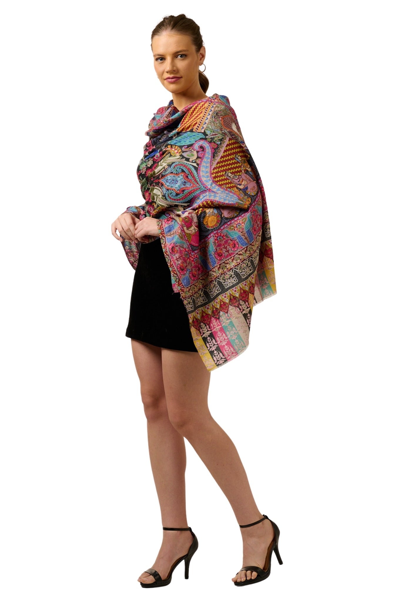 Taroob Royal Raj-Darbar Fine Wool Kalamkari Stole