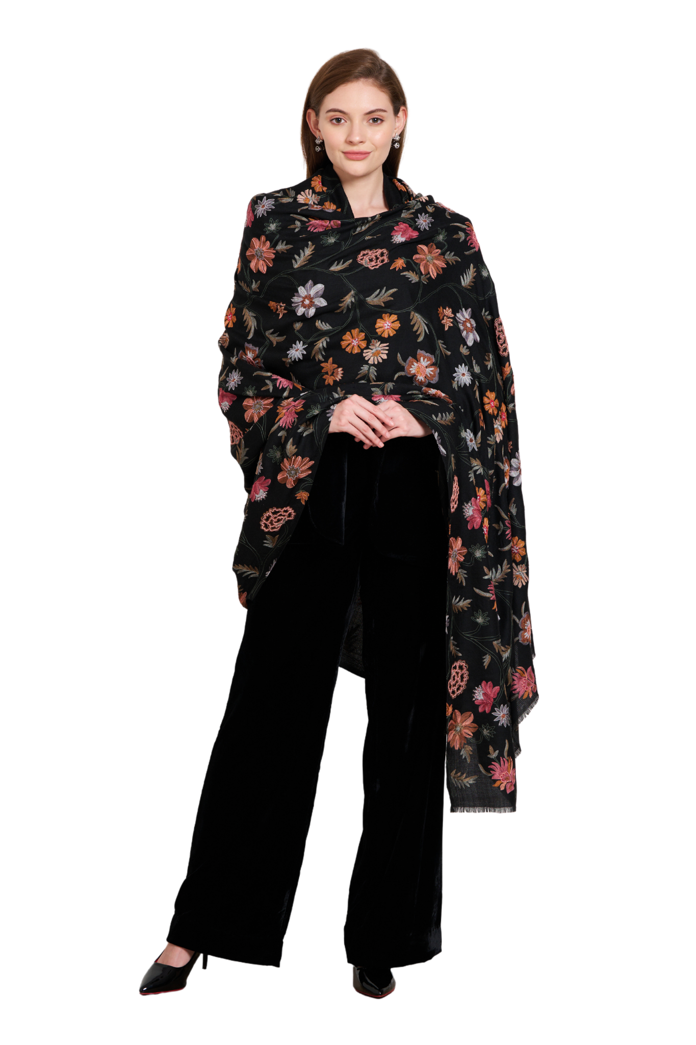 Blooming Floral Embroidered Shawl
