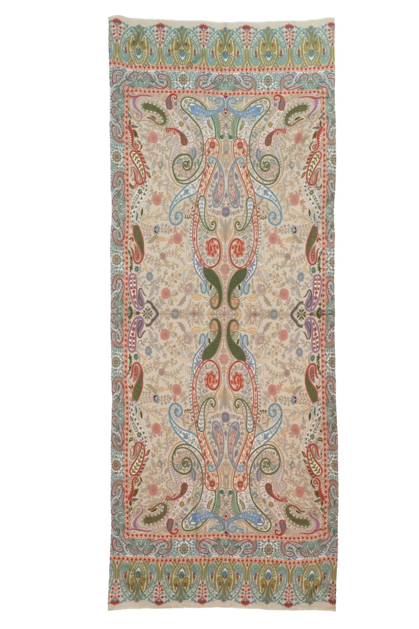 Taroob Soft Beige Wool Kalamkari Stole