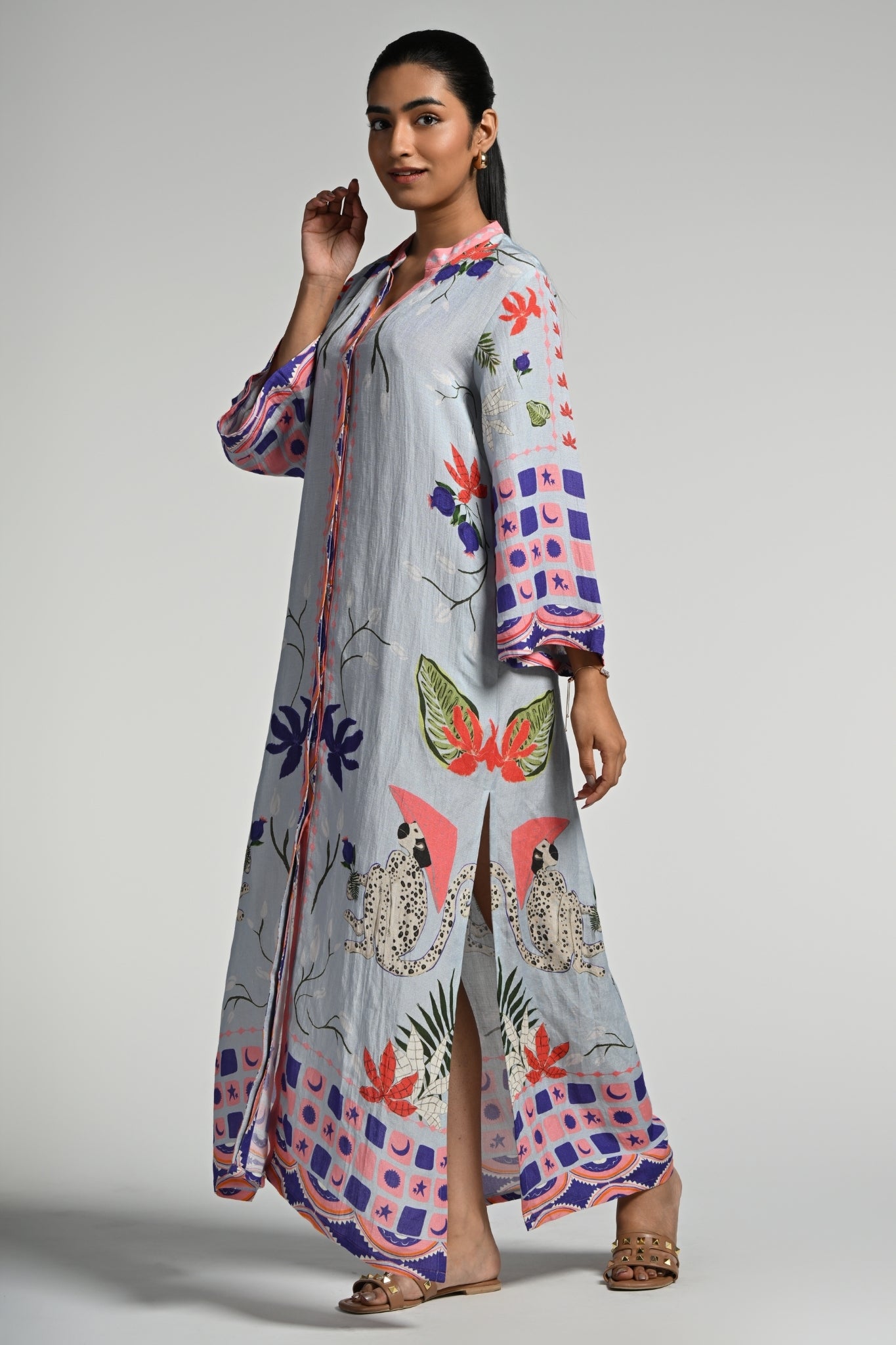 Taroob Monkey Pop Linen Maxi Dress