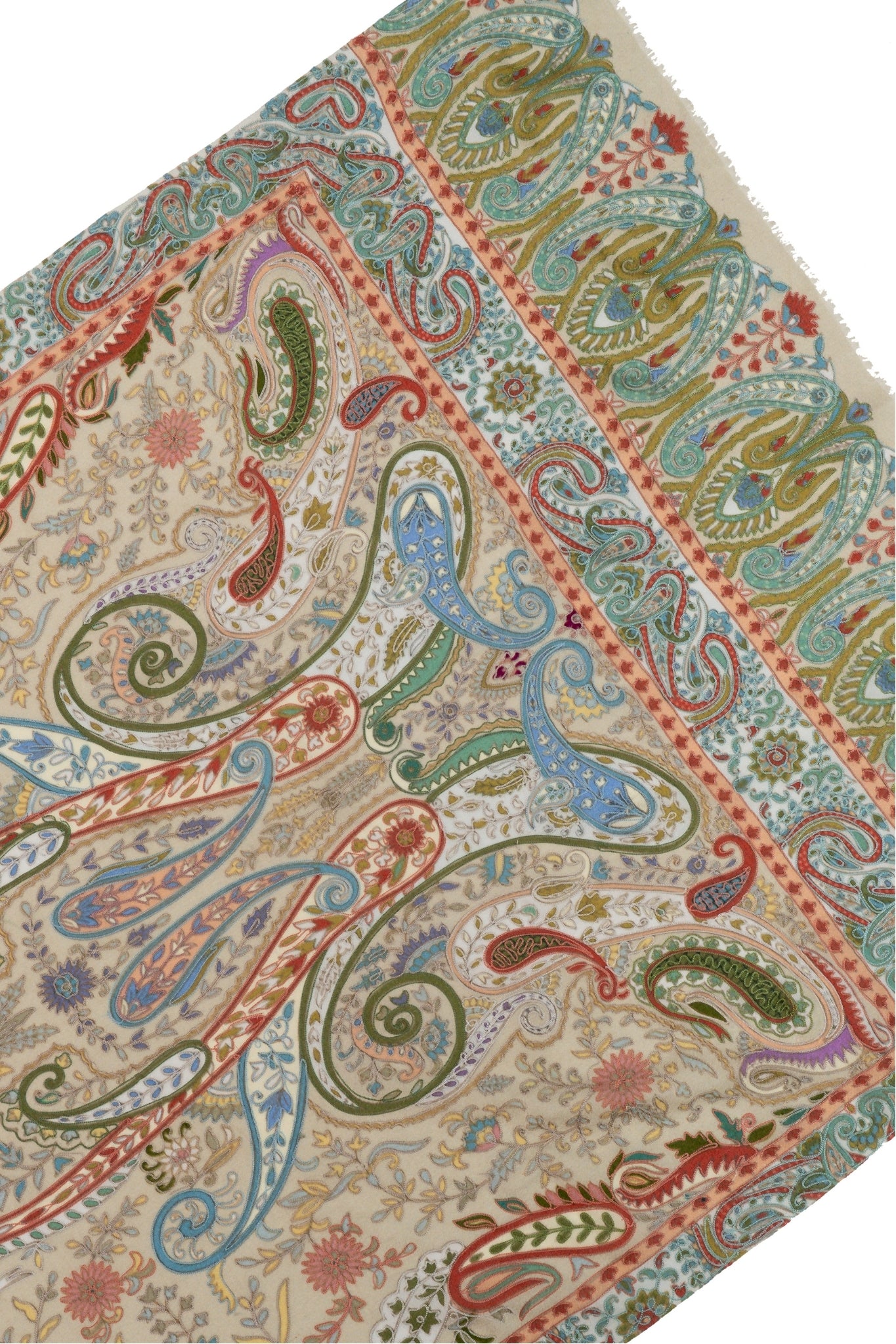 Taroob Soft Beige Wool Kalamkari Stole