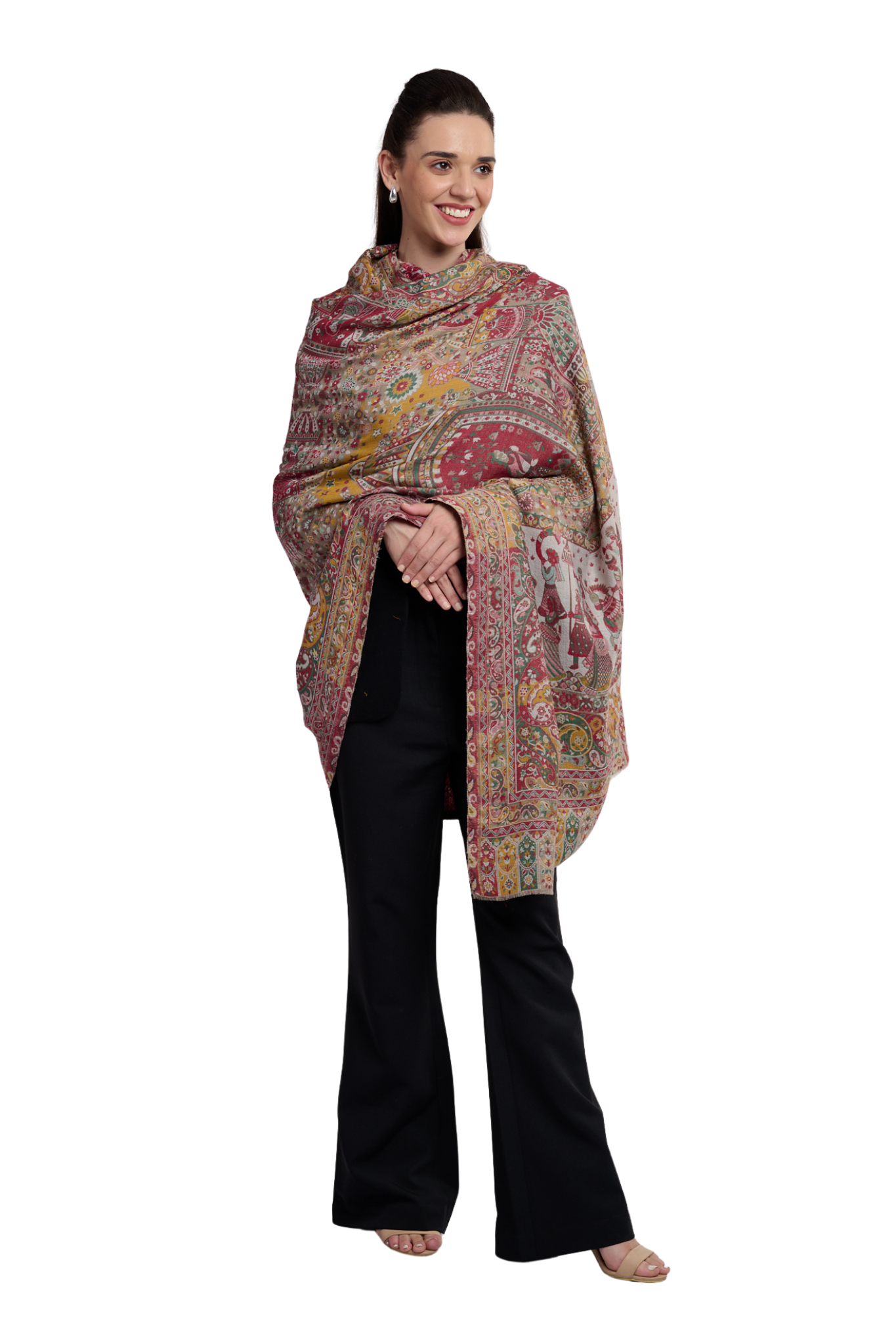 Women's Jaal Mughal Darbar Fine Wool Kaani Shawl