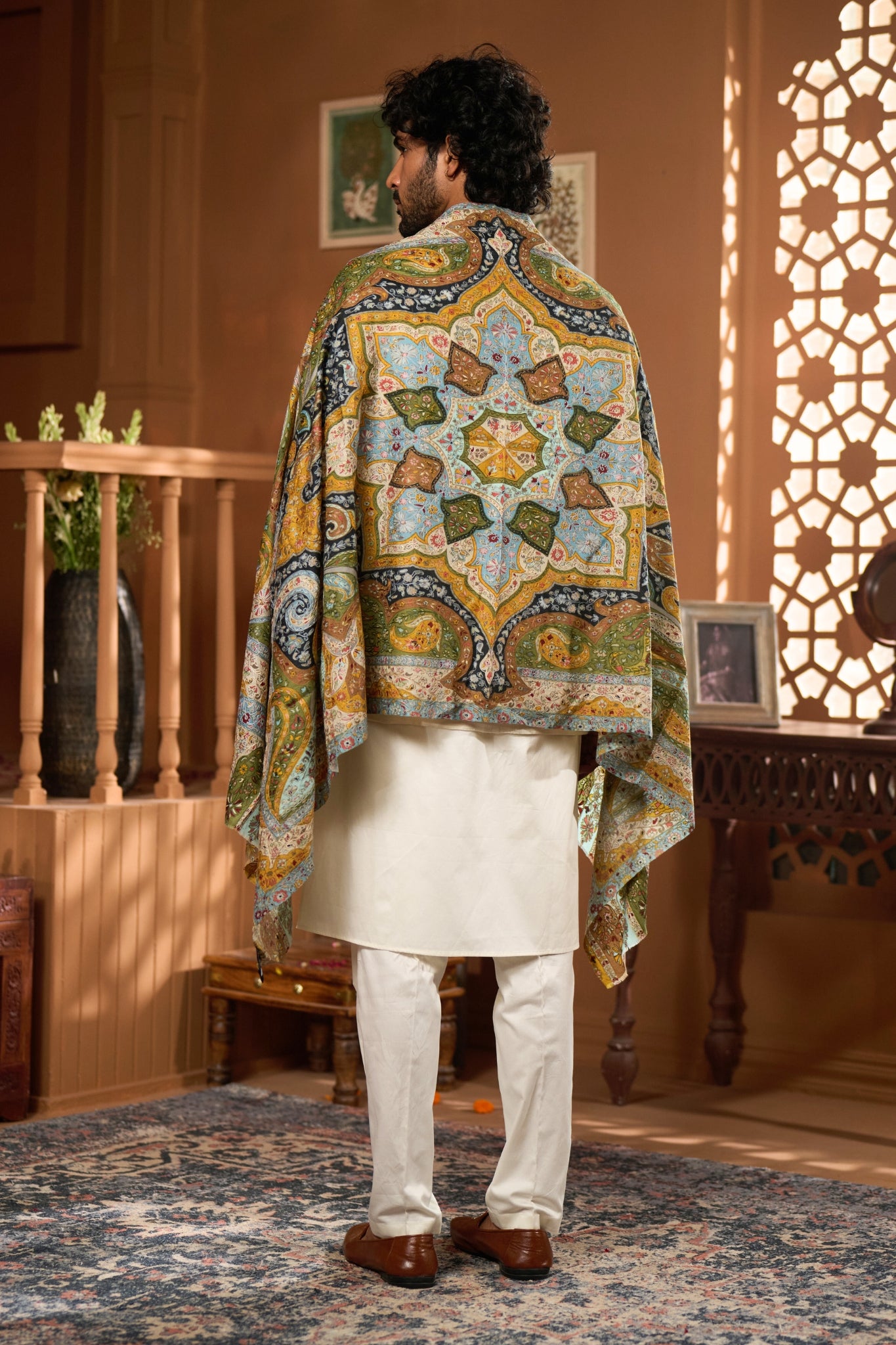 Taroob Super Fine Kashmiri Wool Kalamkar Stole