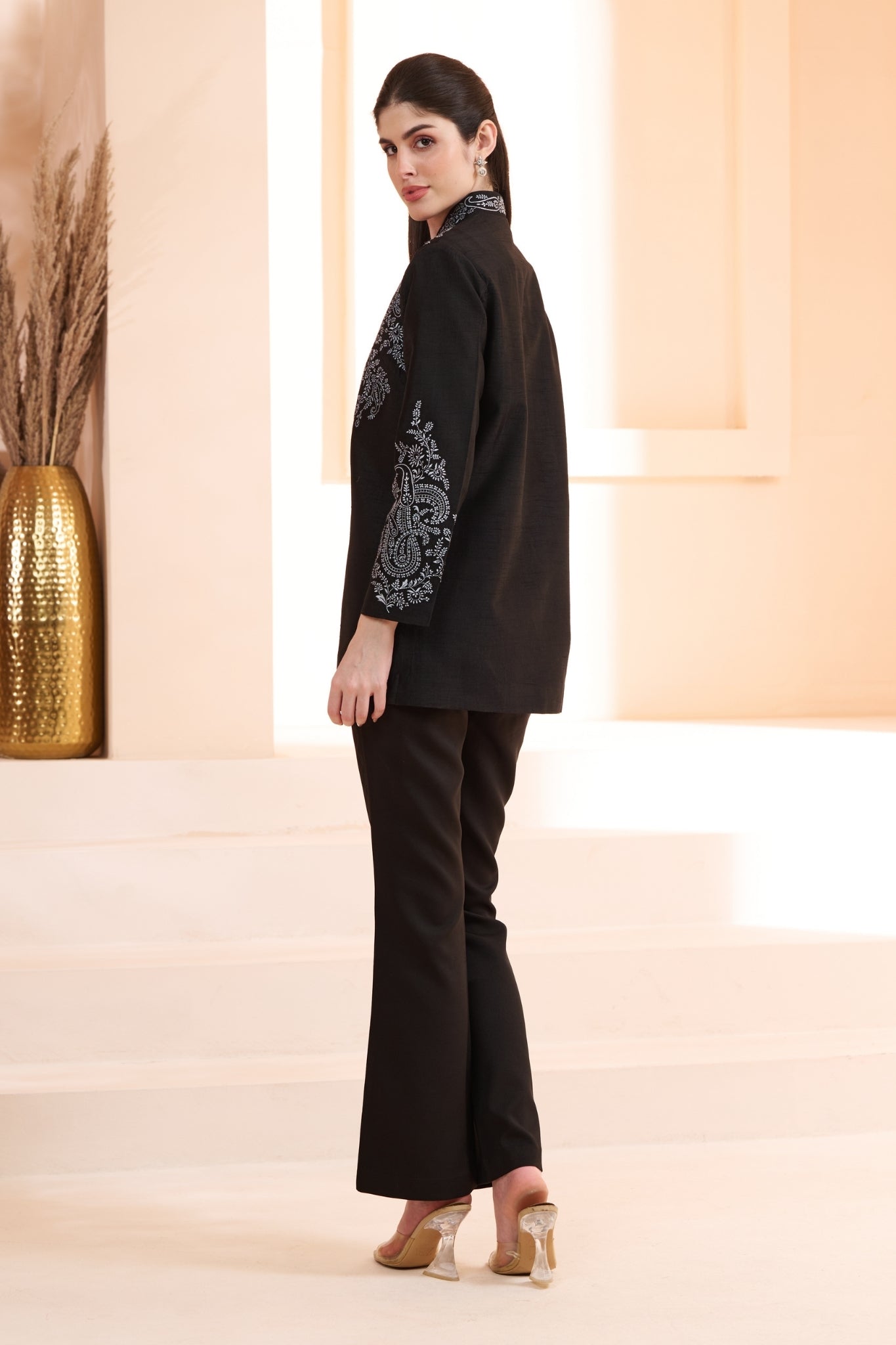 Sozni Embroidered Silk Women Blazer