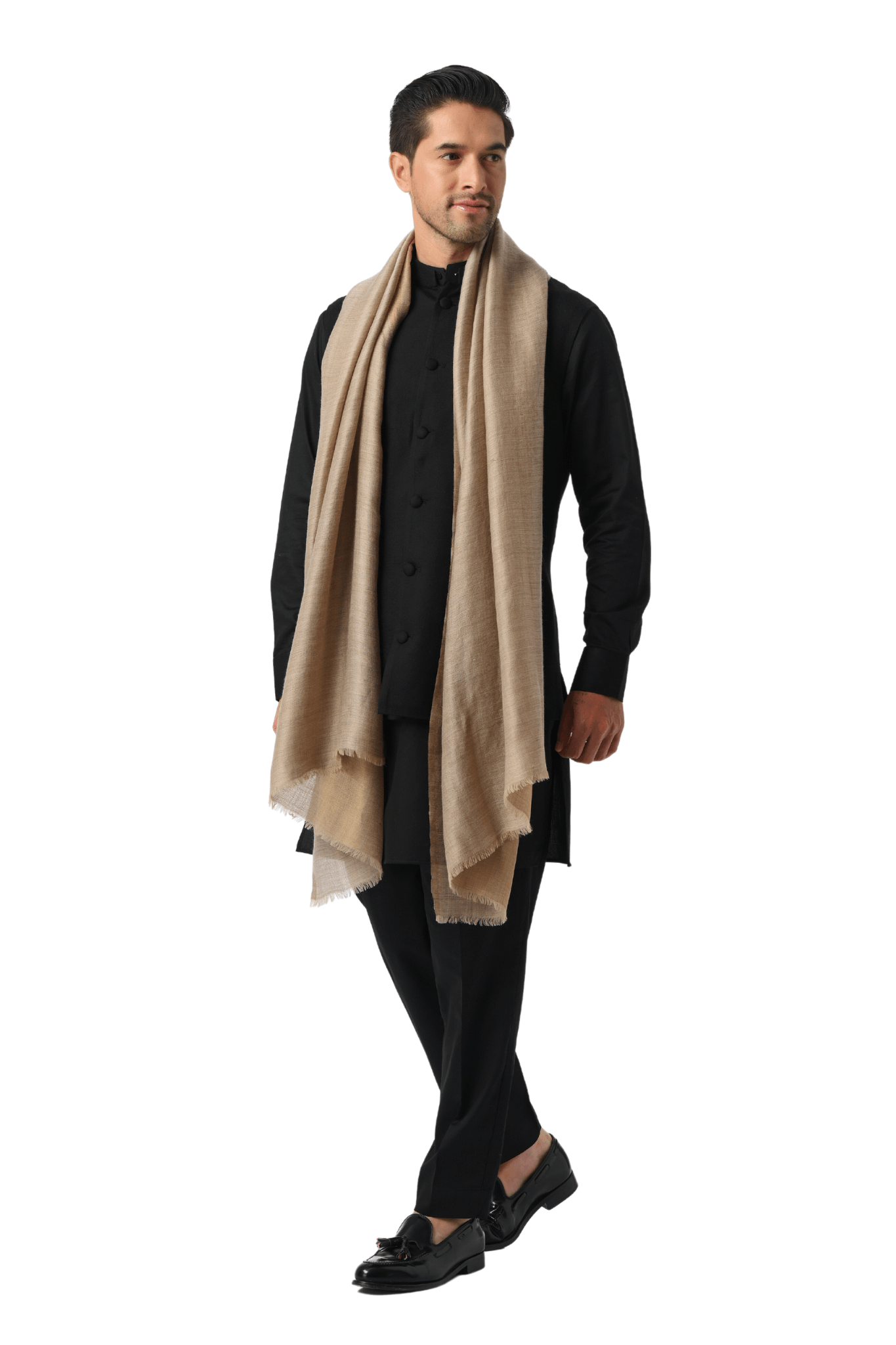 Men's Solid Reversible Wool Zari Stole