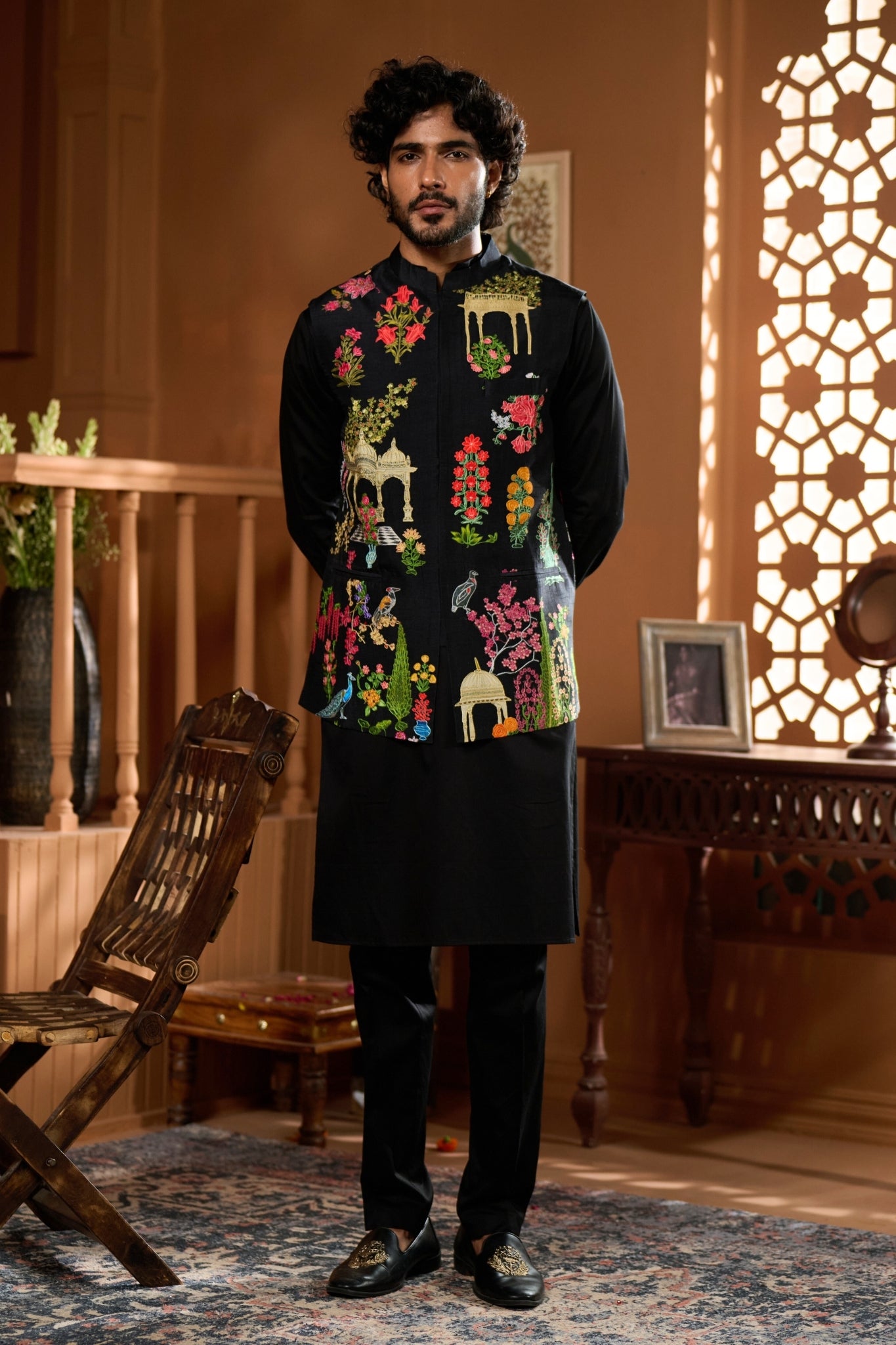 Taroob Darbar-e-Rooh Kalamkari Nehru Jacket