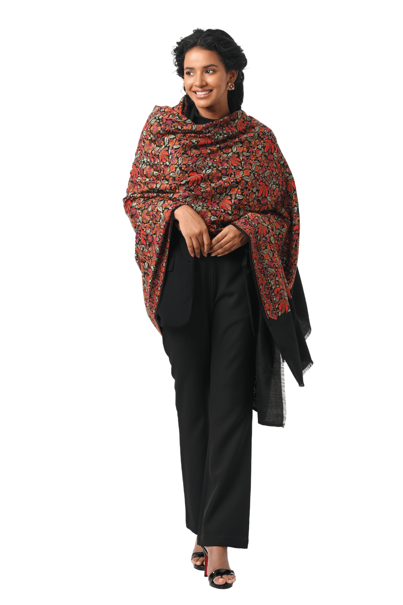 Floral Embroidered Pashmina Wool Shawl