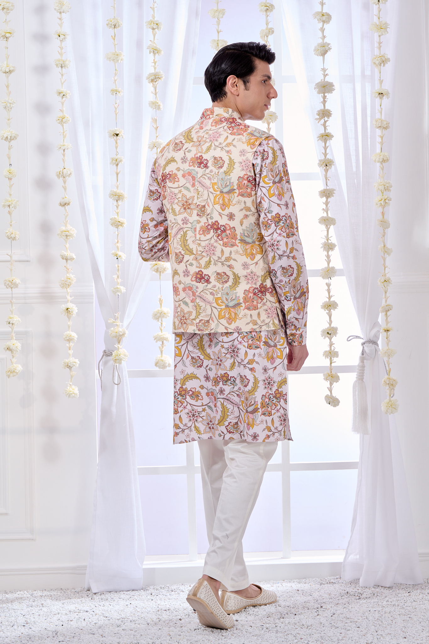 Raw Silk Embroidered Bandi & Kurta Pajama Set