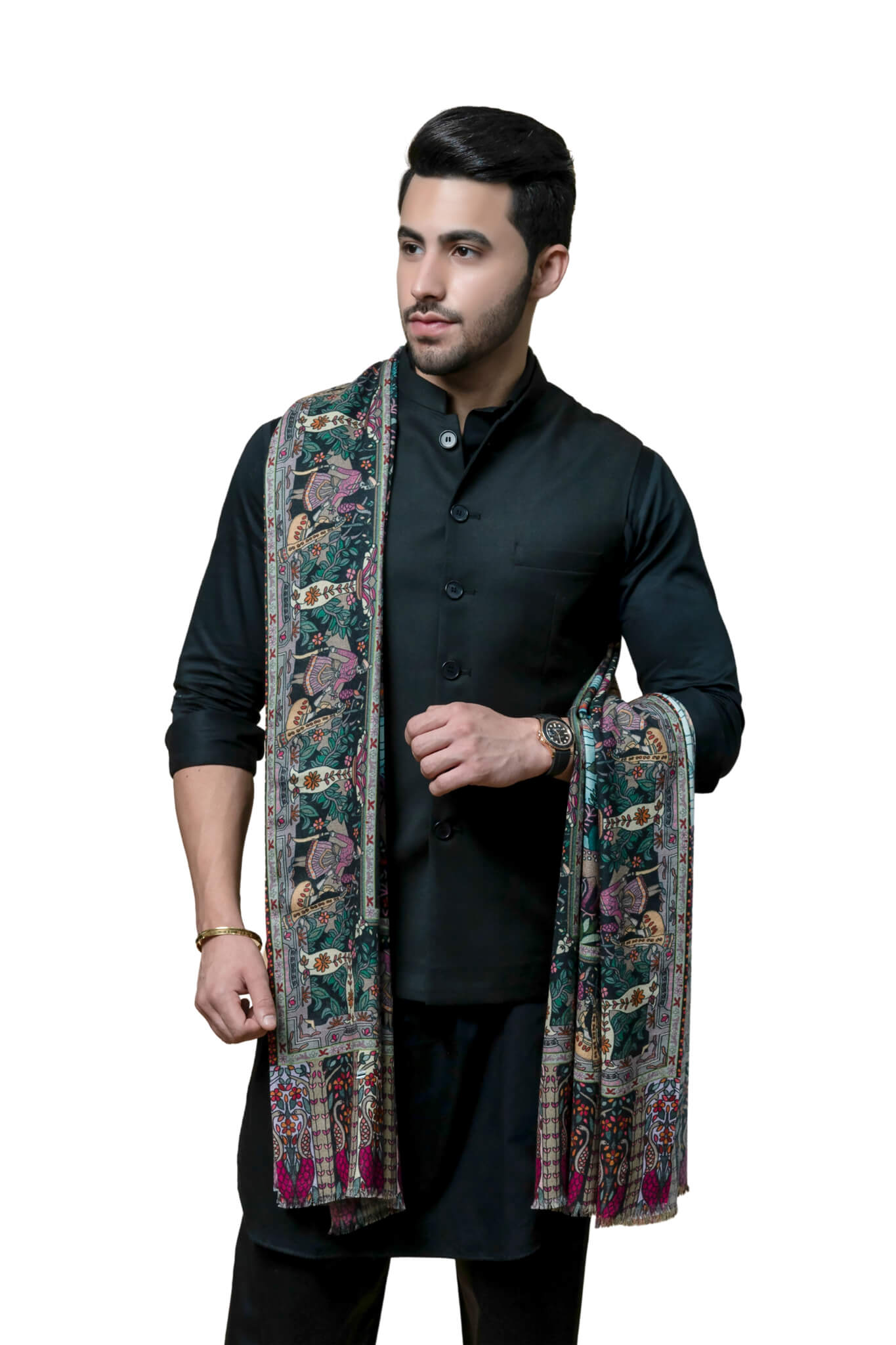 Men's Kalamkari Wool Print Full Size Dusala , Men's Etnic Shawl