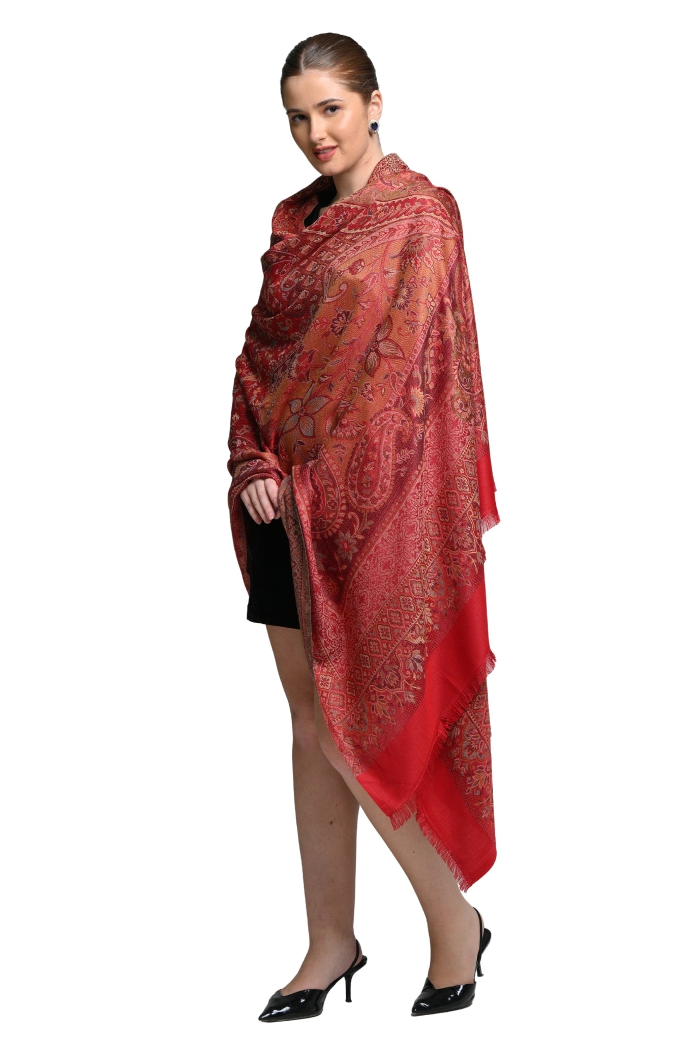 Taroob Faux Pashmina Antique Jamawar Shawl