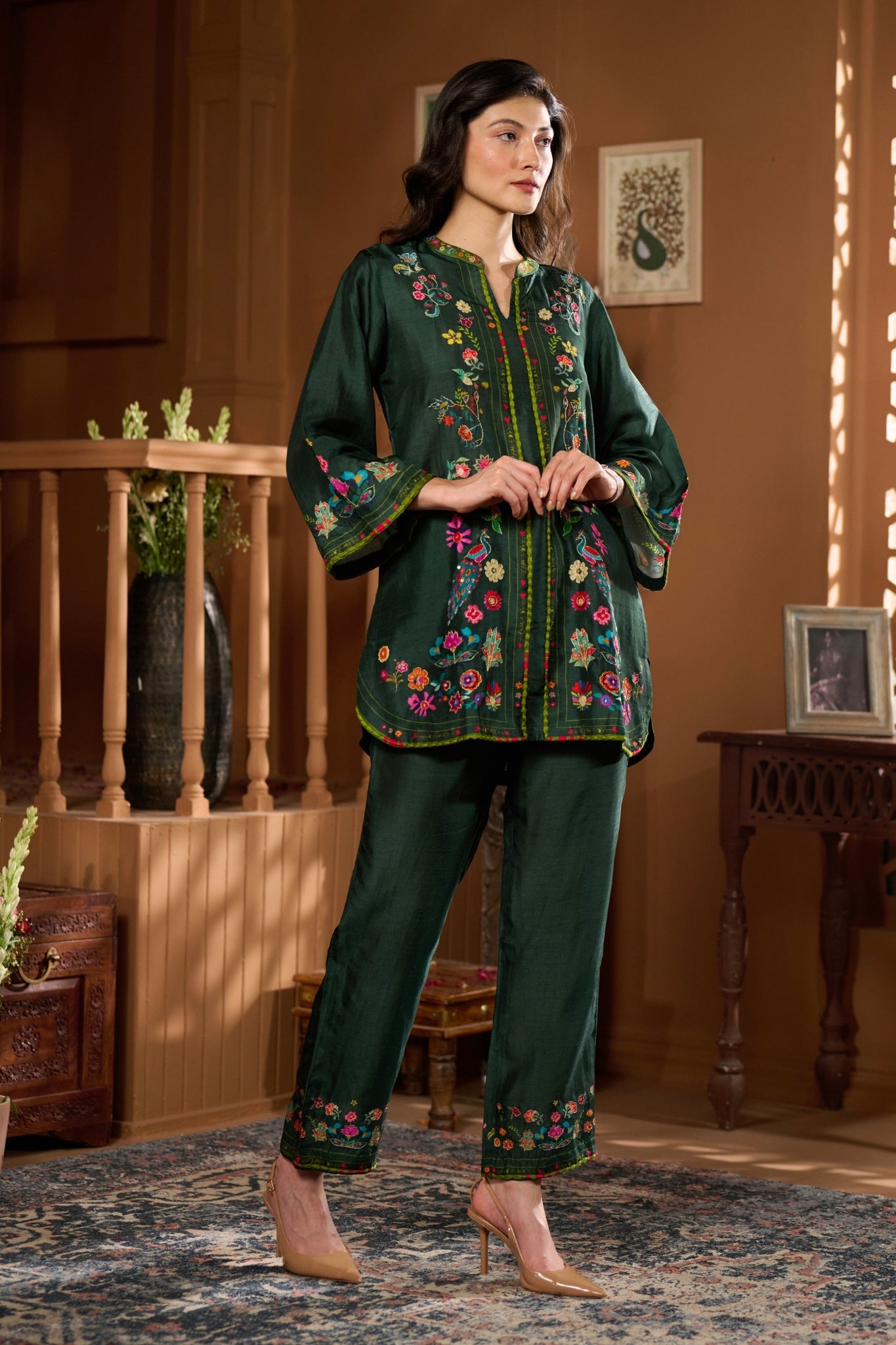 Taroob Dancing Feathers Embroidered Co-ord Set