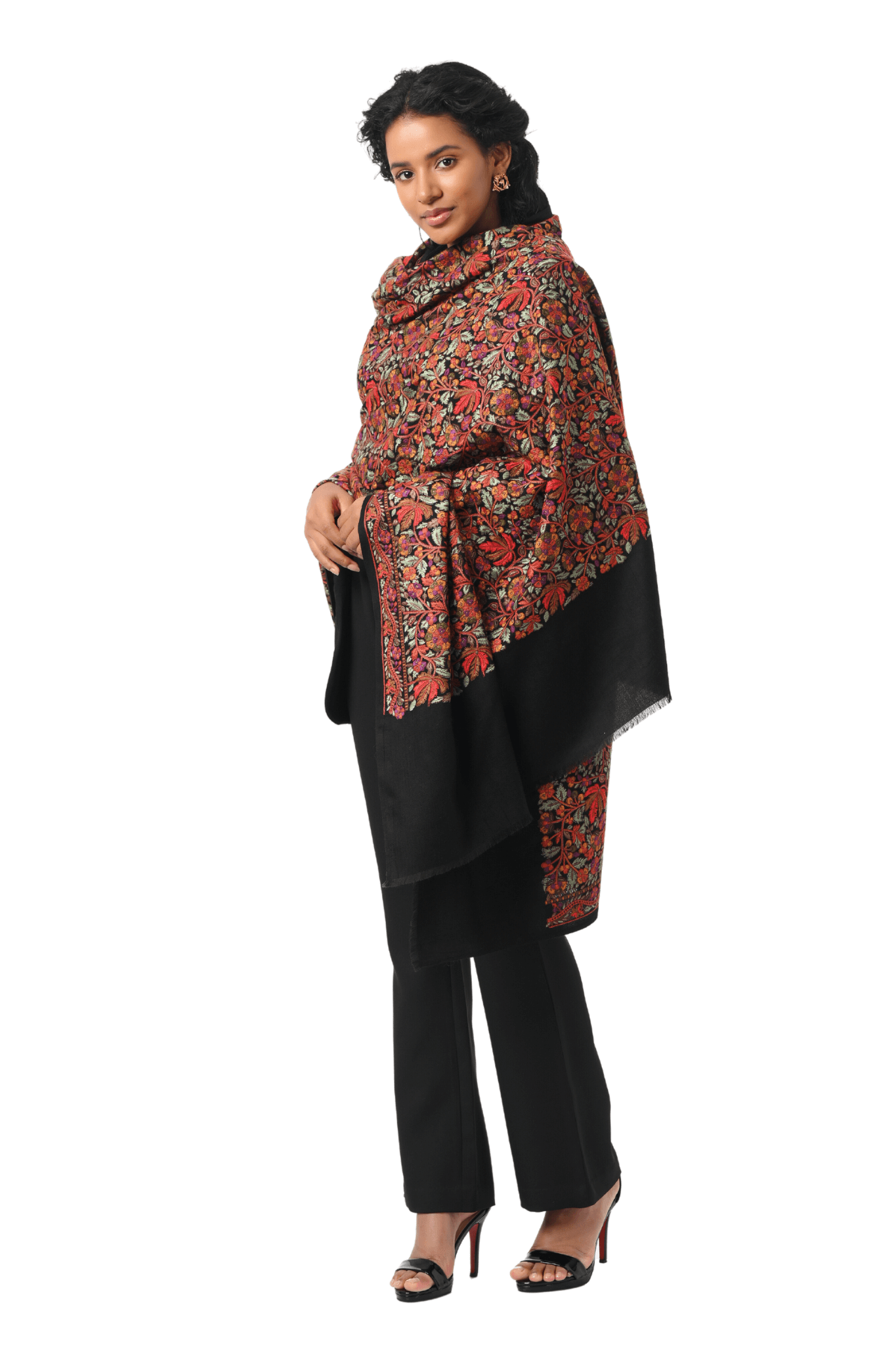 Floral Embroidered Fine Wool Shawl
