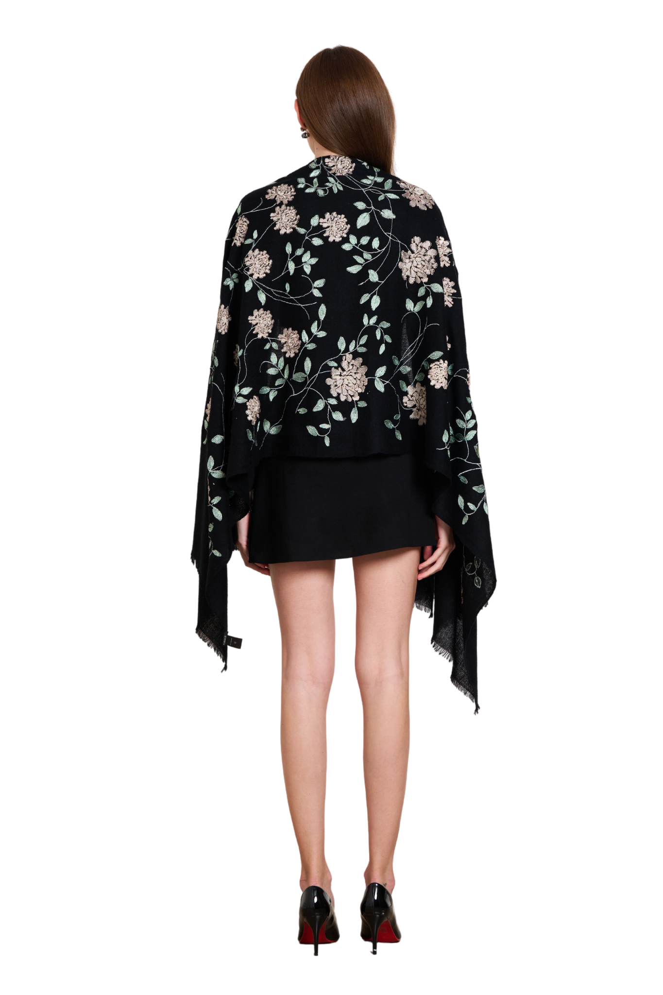 Dreamy Floral Embroidered Woollen Stole