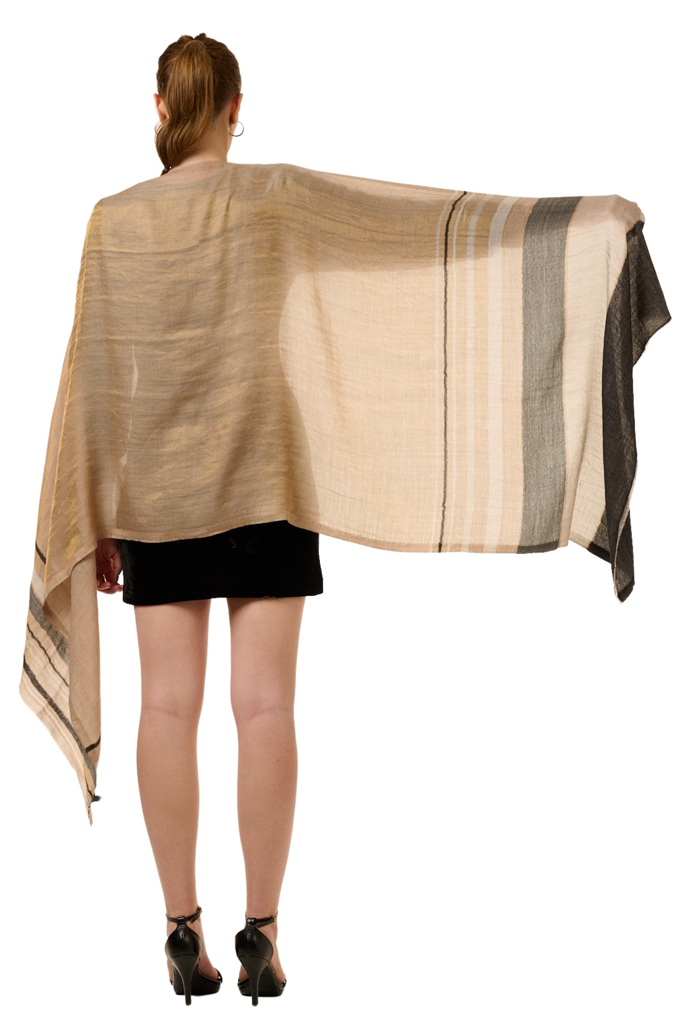 Taroob Bold Border Striper Wool Zari Stole