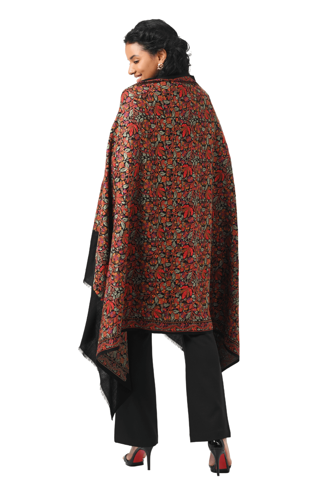 Floral Embroidered Fine Wool Shawl