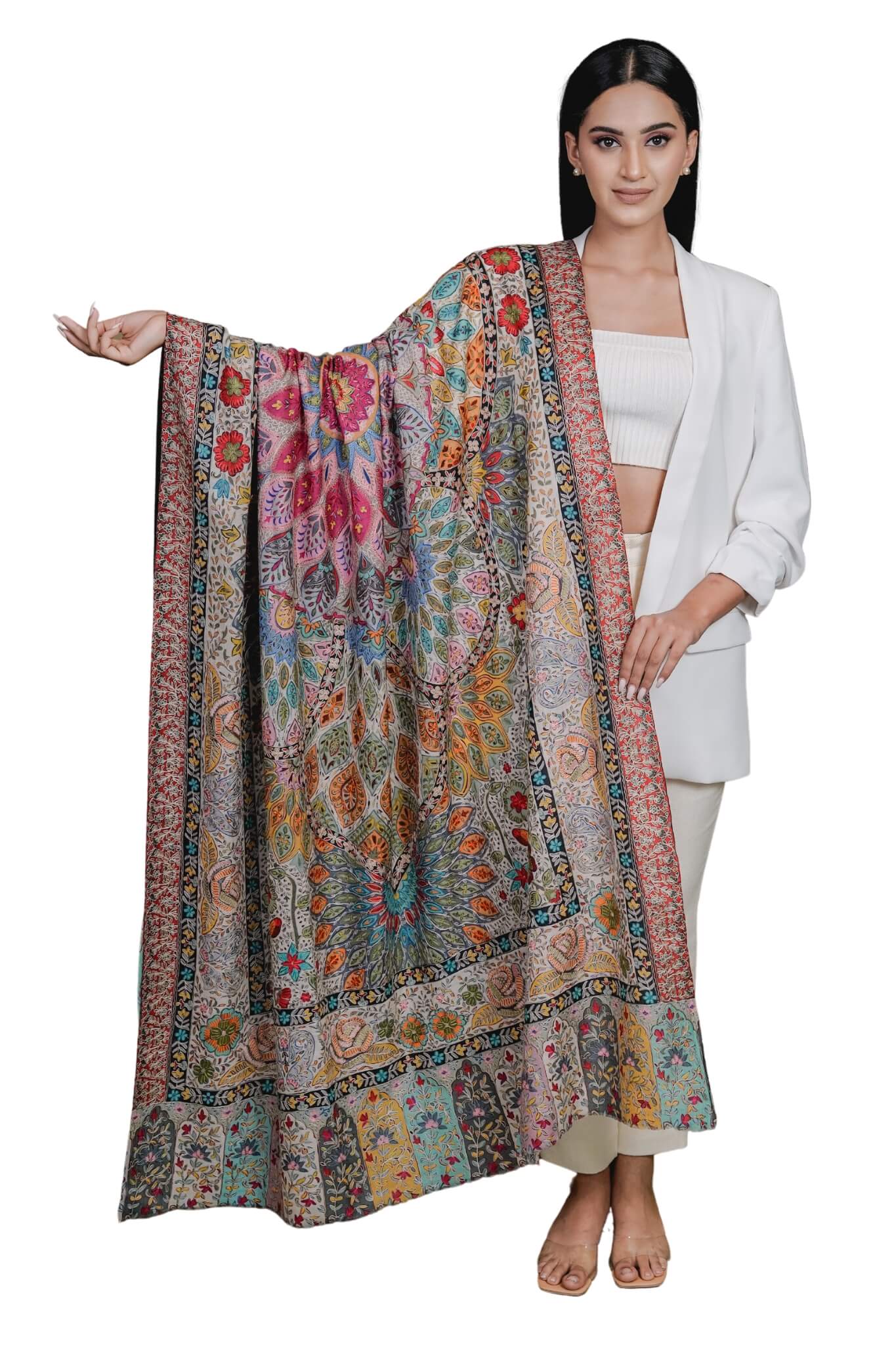 Pashmina Wool Multicolor Kalamkari Shawl