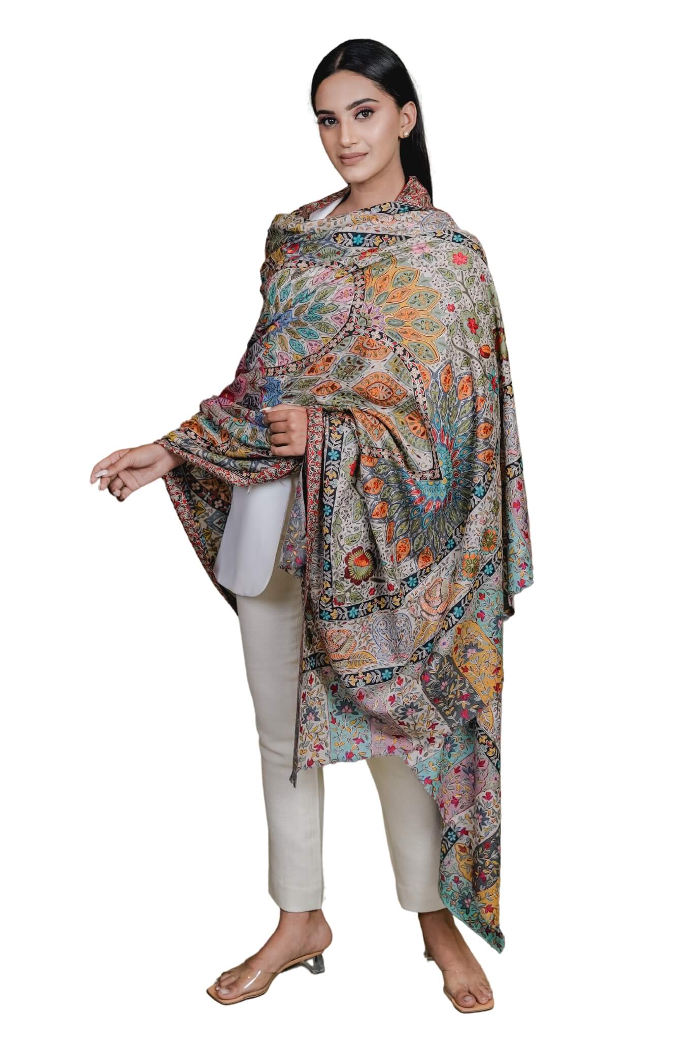 Pashmina Wool Multicolor Kalamkari Shawl