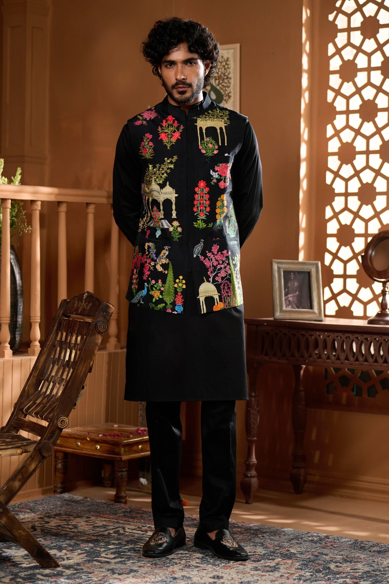 Taroob Darbar-e-Rooh Kalamkari Nehru Jacket