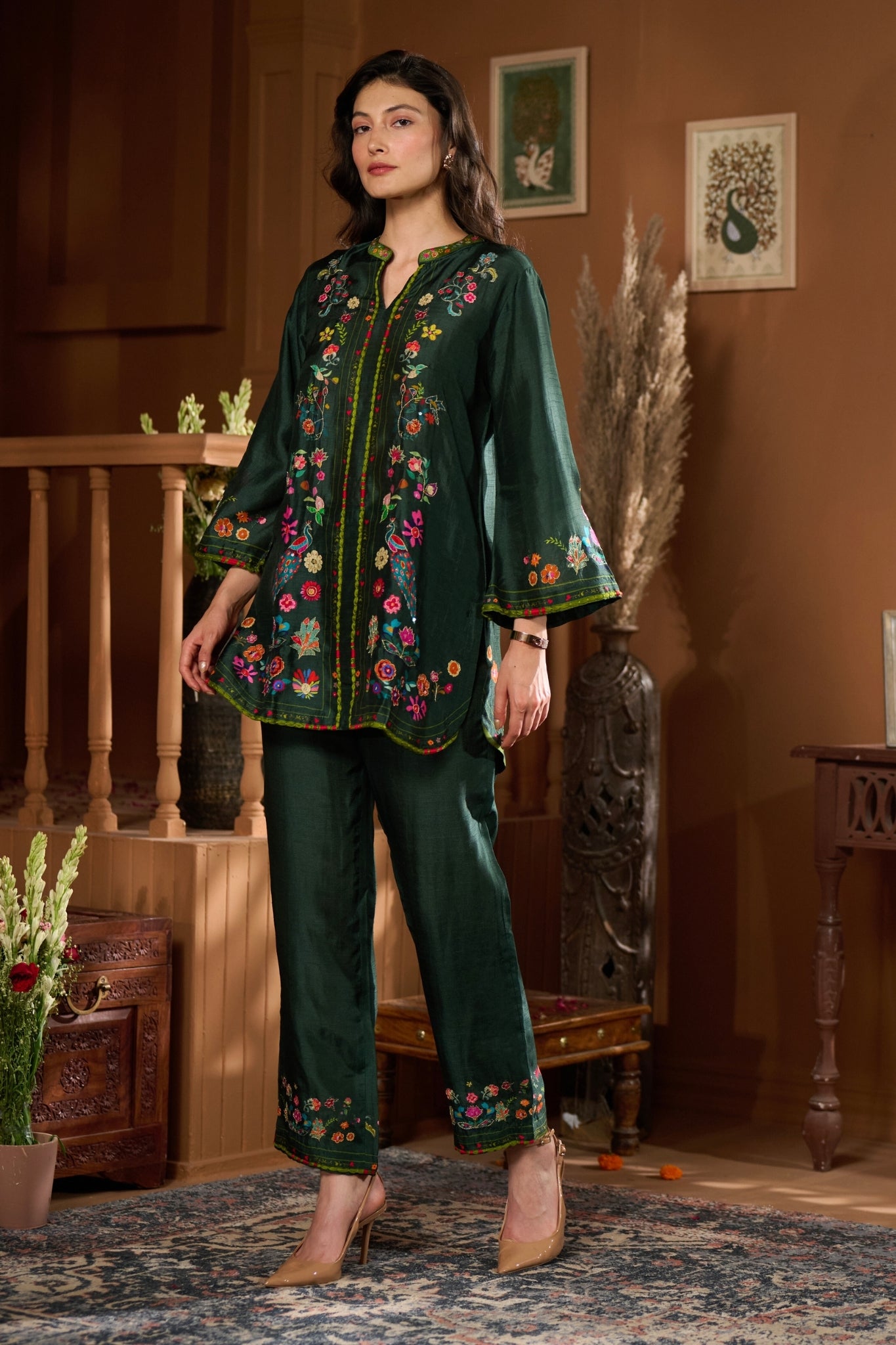 Taroob Dancing Feathers Embroidered Co-ord Set