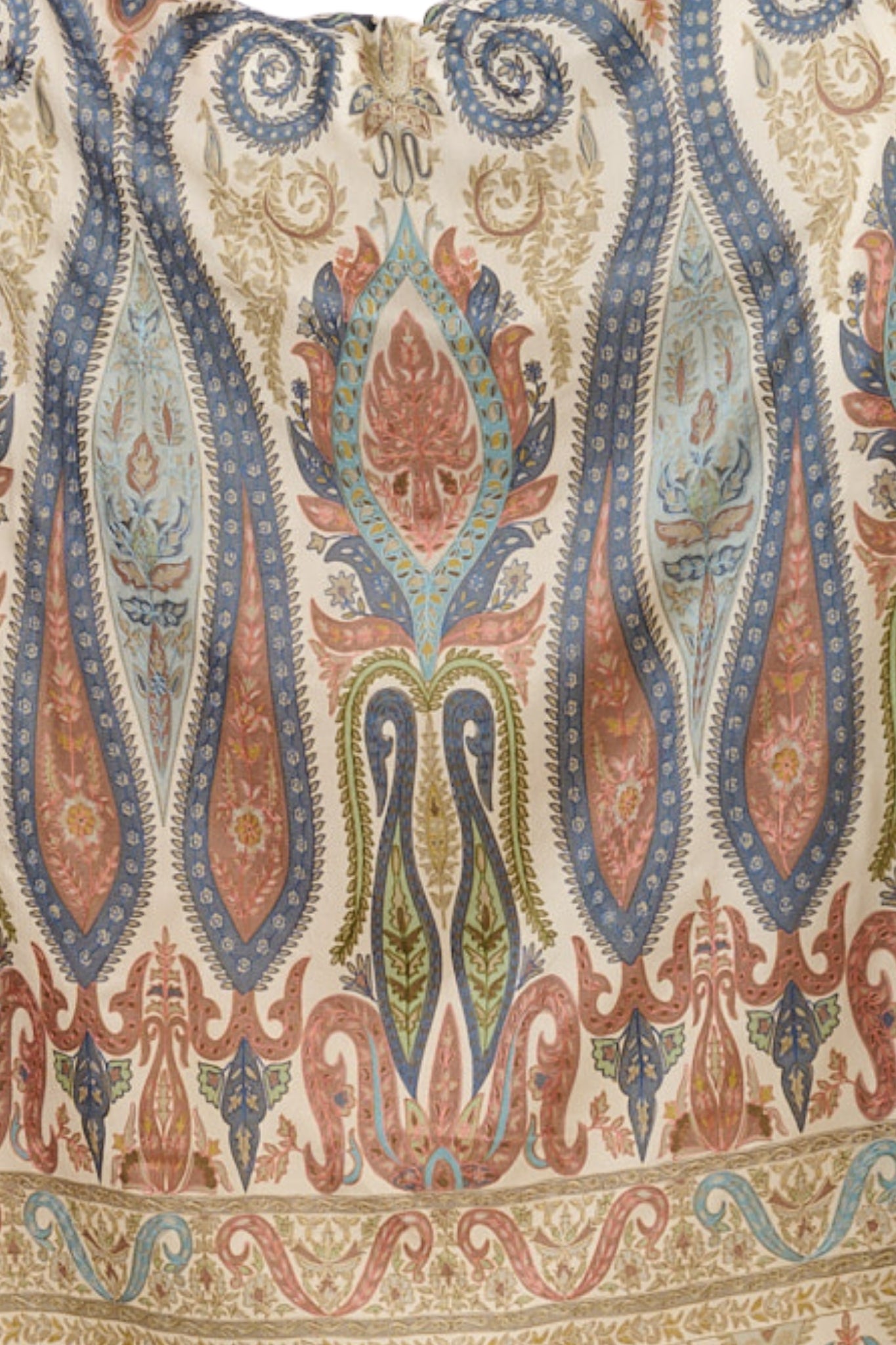 Taroob Pastel Paisley Wool Kalamkari Stole