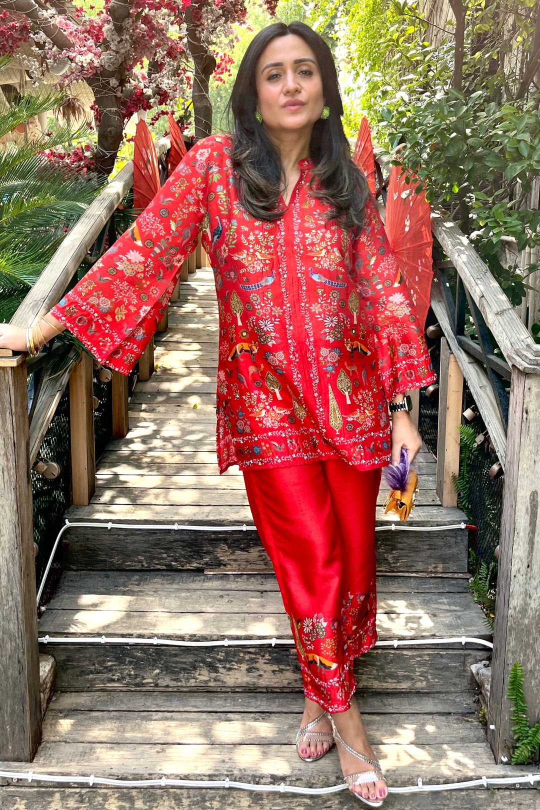 Taroob Silk Linen Safari Co-ord Set with Embroidered Highlights