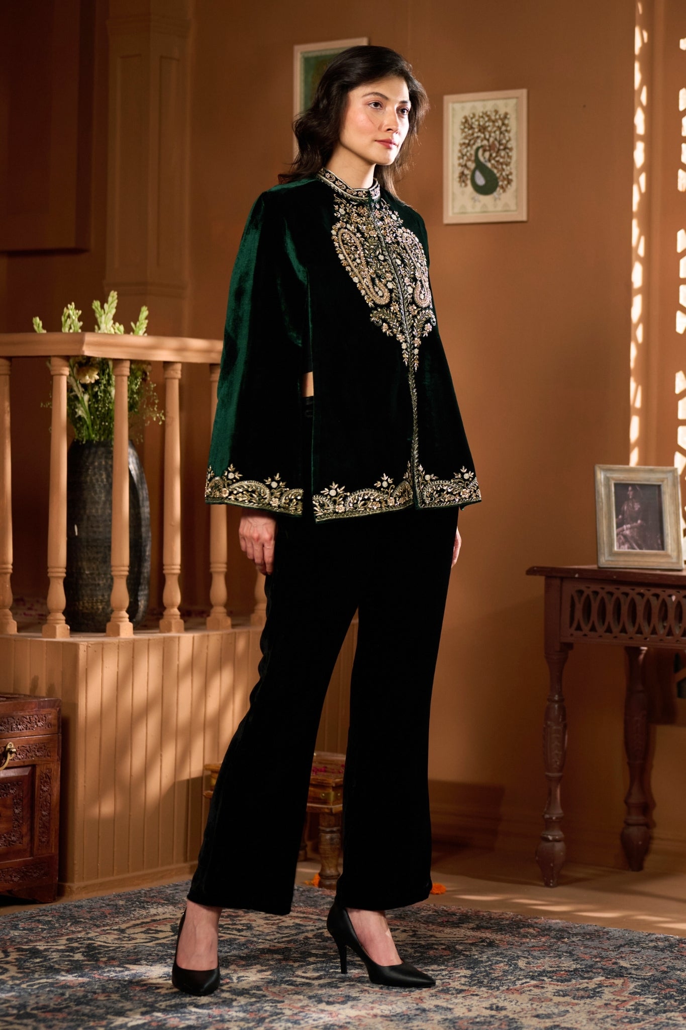 Taroob Velvet  Embroidered Zewar Cape