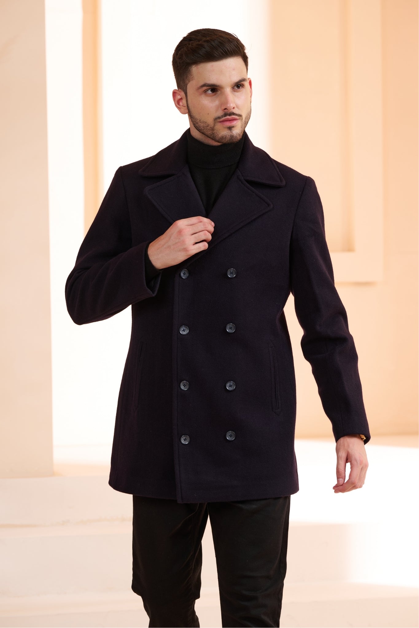 Cashmere Wool Men's Peacoat