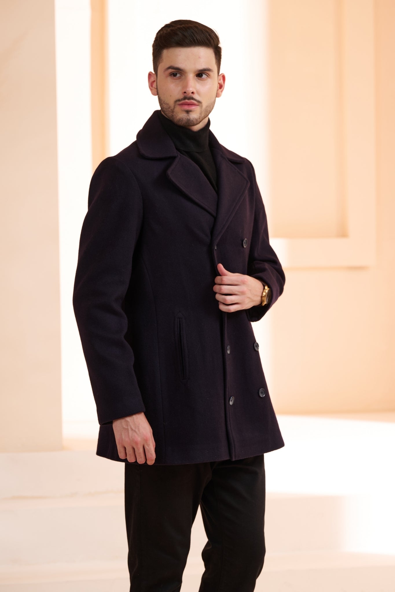 Cashmere Wool Men's Peacoat