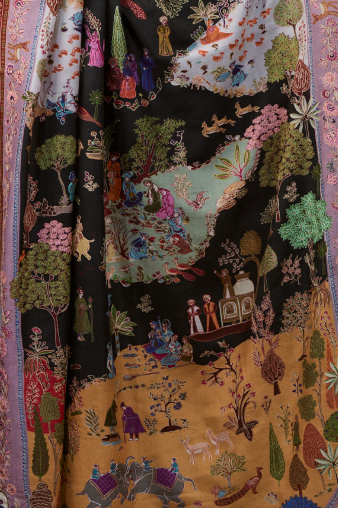 Women's Shikardar Embroiered Kalamkari Embroidered Shawl