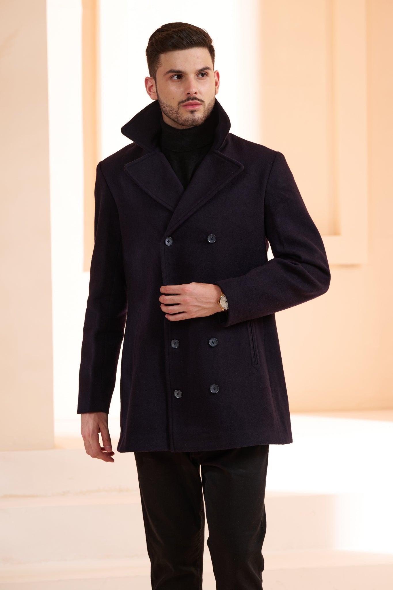 Cashmere Wool Men's Peacoat