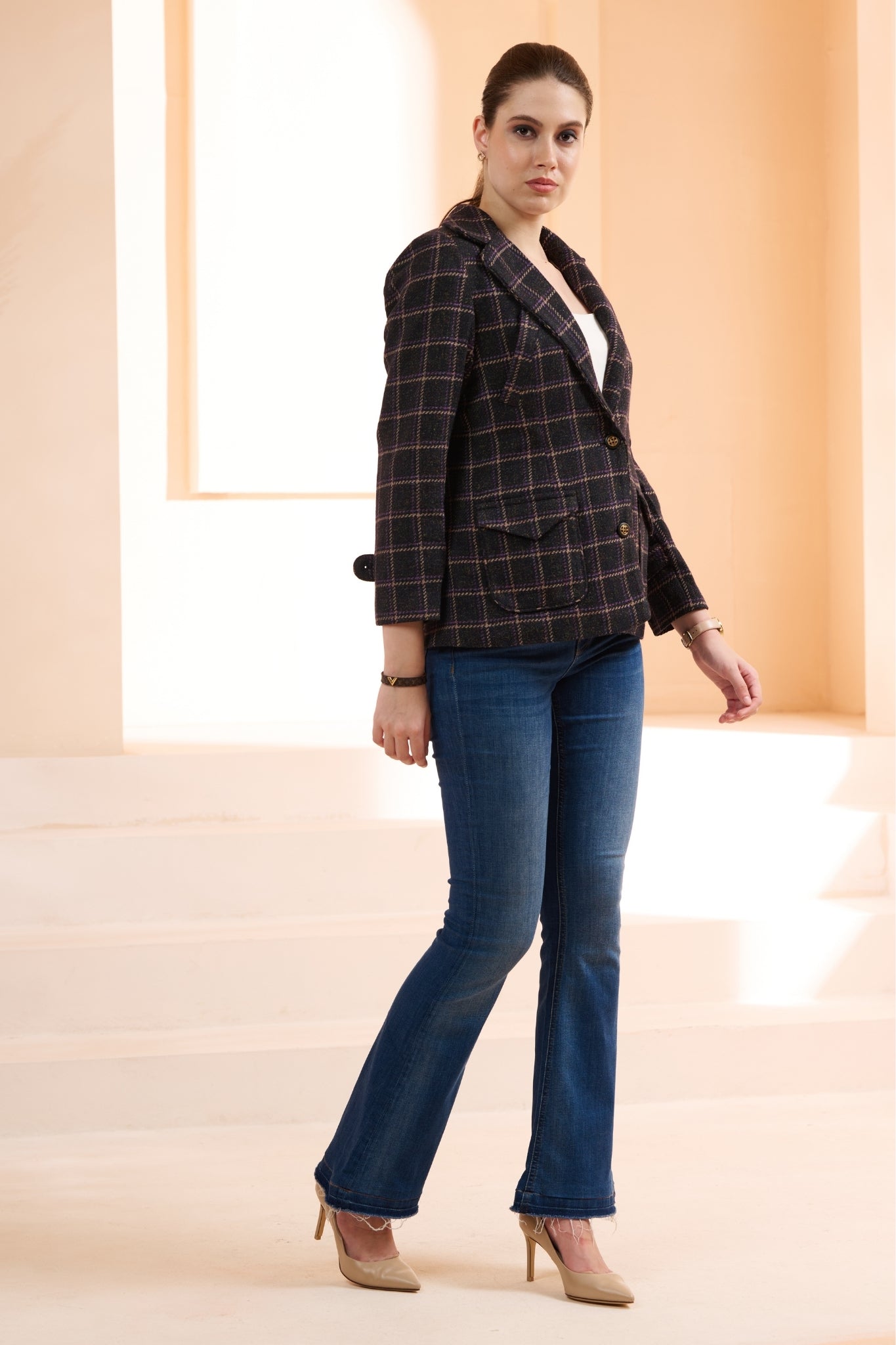 Scottish Plaid Wool Blazer