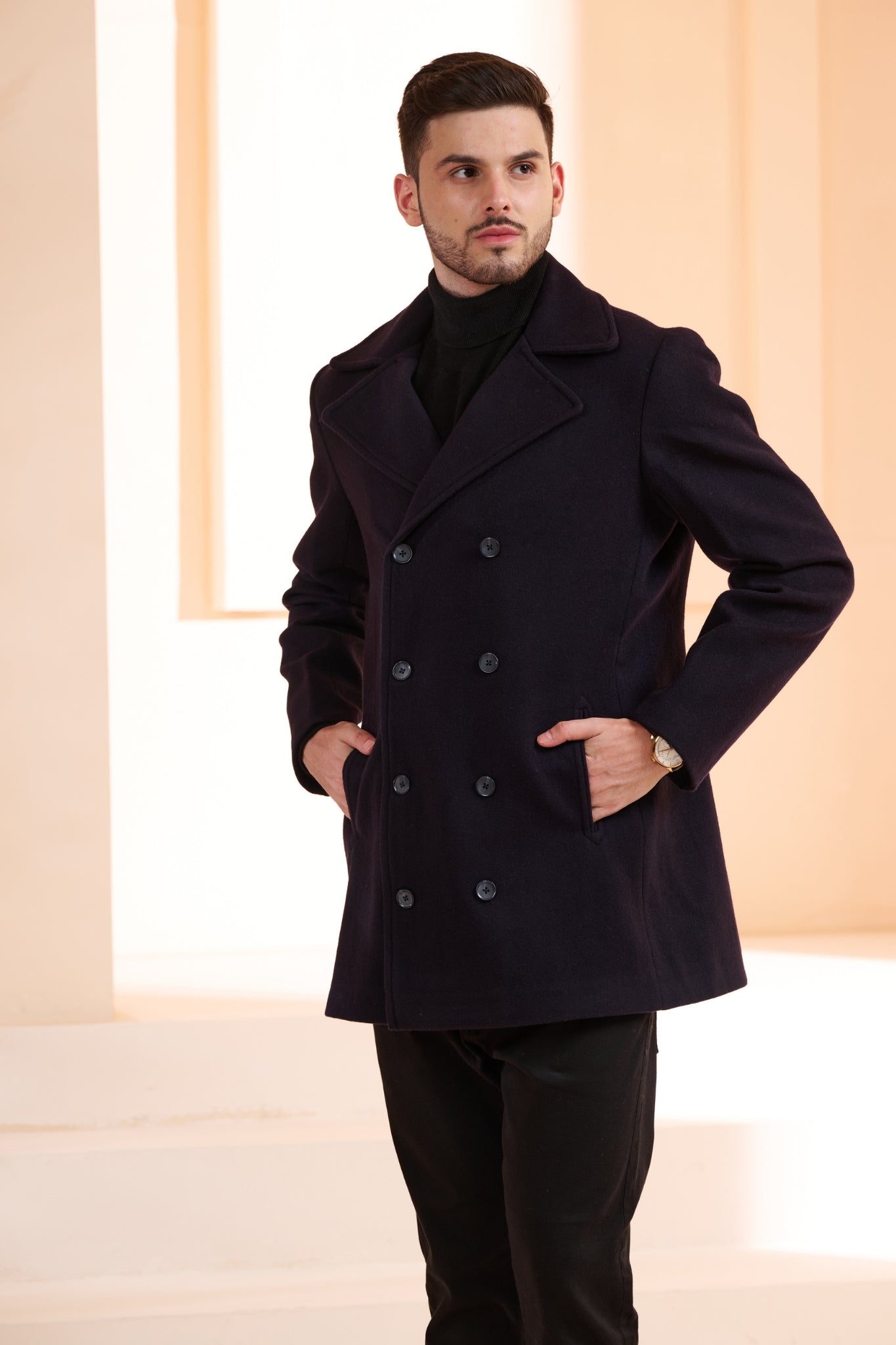 Cashmere Wool Men's Peacoat