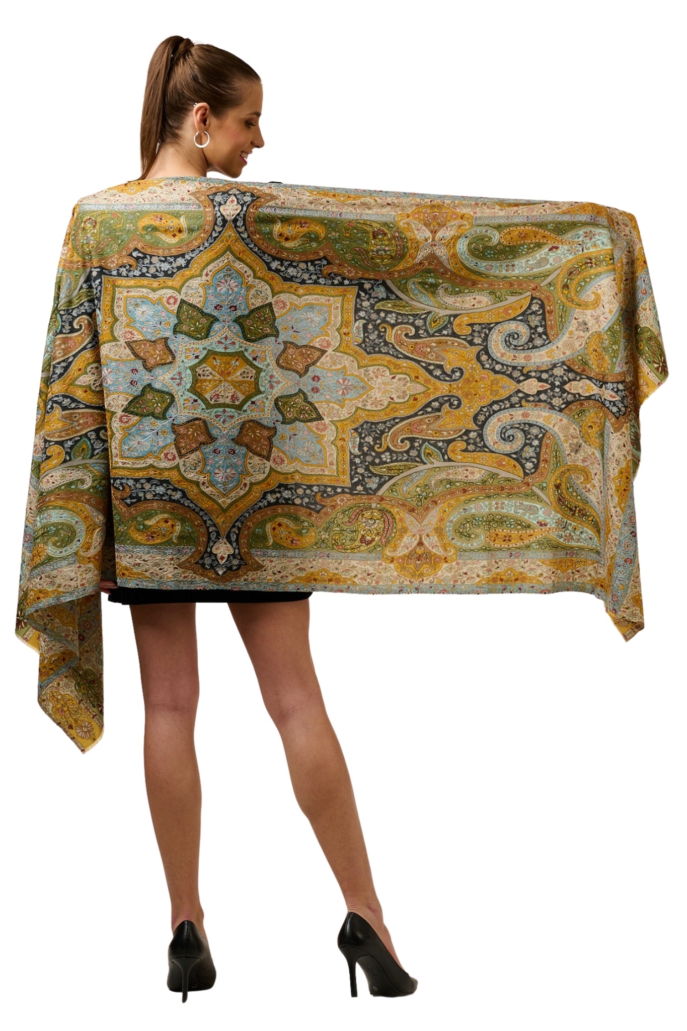 Taroob Super Fine Kashmiri Wool Kalamkar Stole