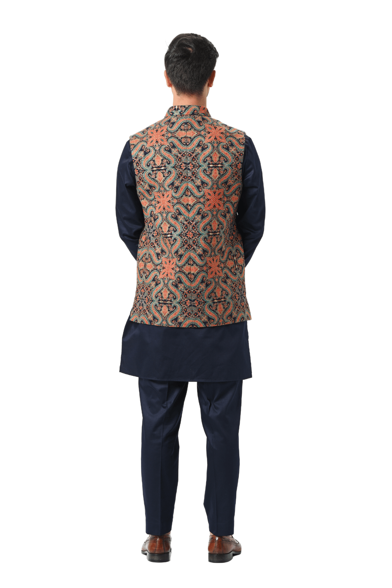 Linen Coat Long Jacket White, Multicolor Embroidery #AO-603 - Best of  Kashmir