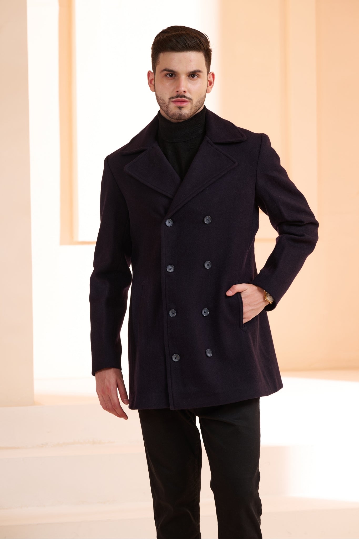 Cashmere Wool Men's Peacoat