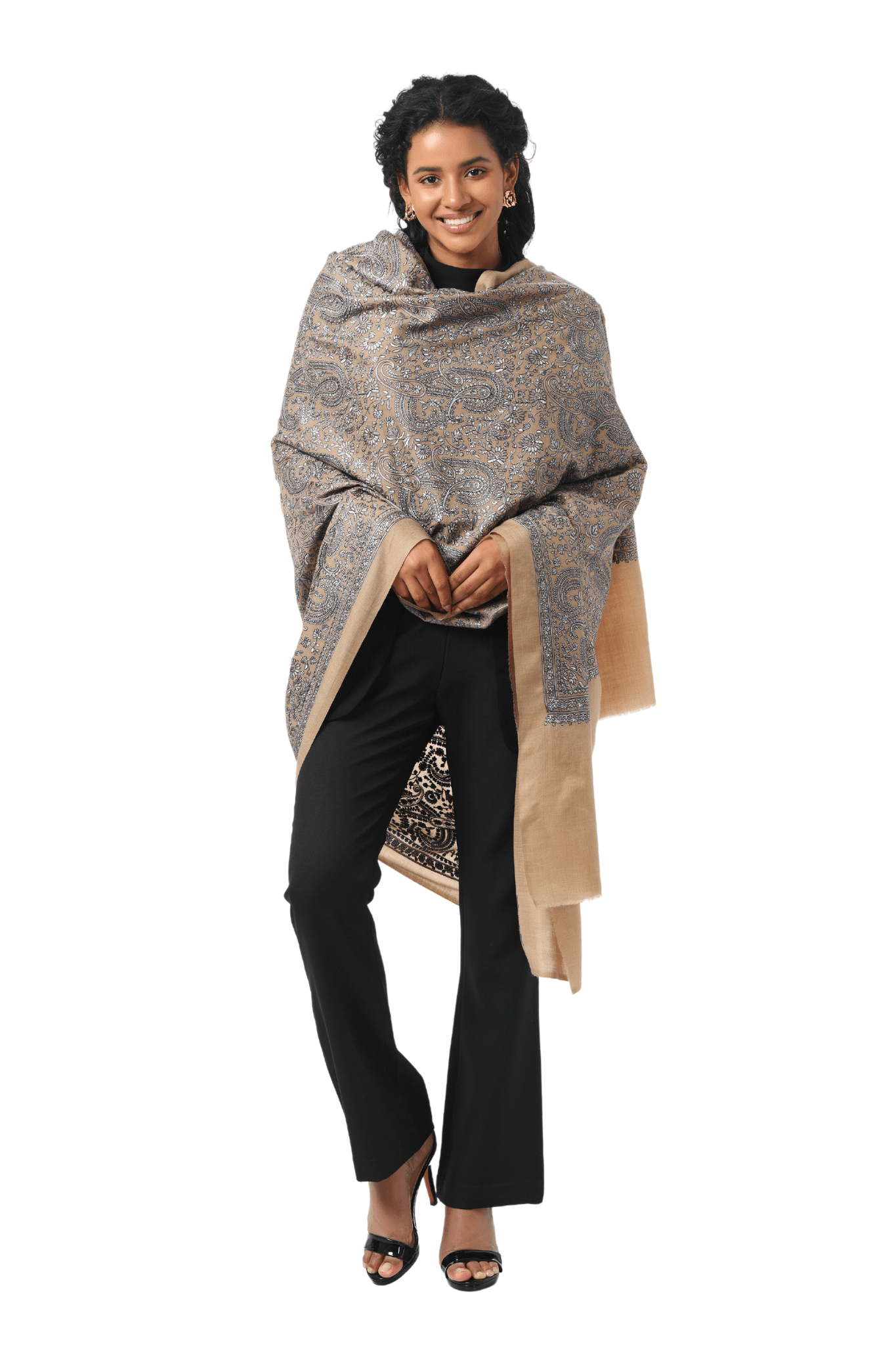 Embroidered Paisley Fine Wool Shawl