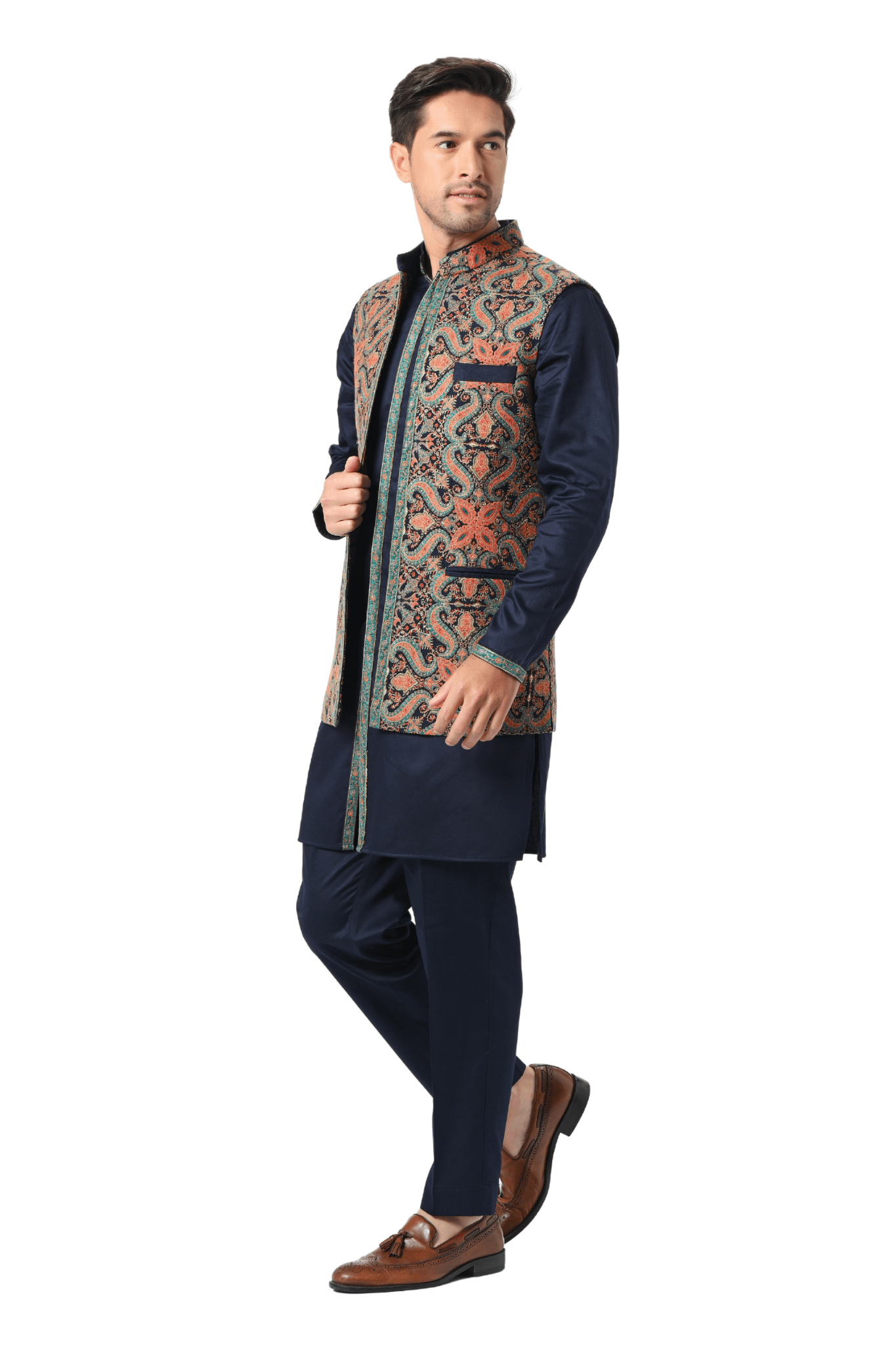 Kashmiri Sozni Embroidered Open Bandi Jacket