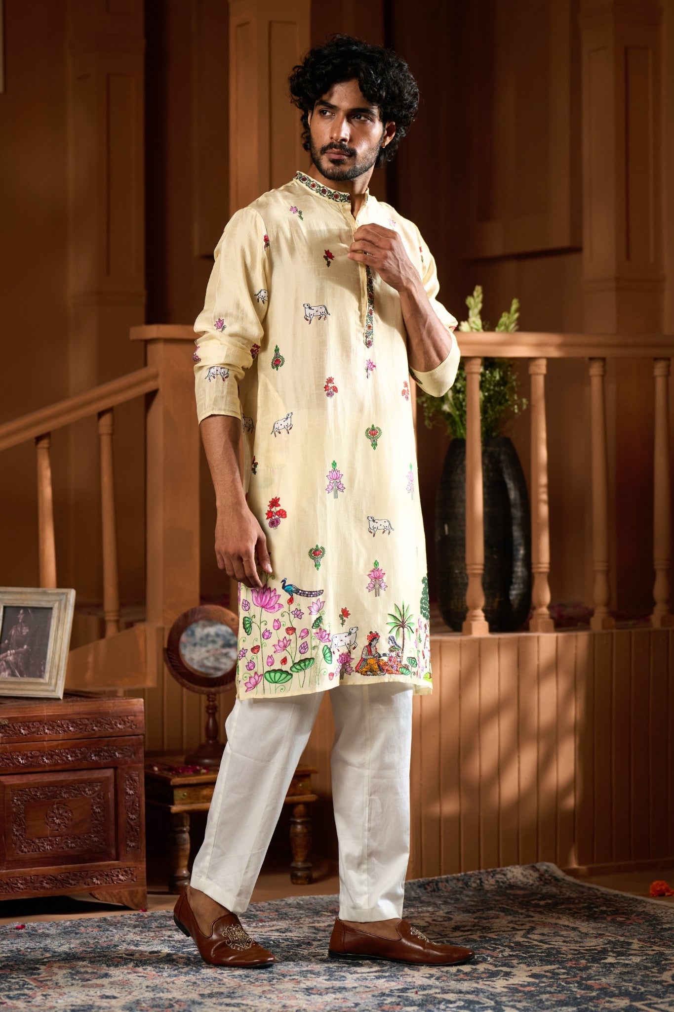 Taroob Shreenath Leela Embroidered Kurta Pajama Set