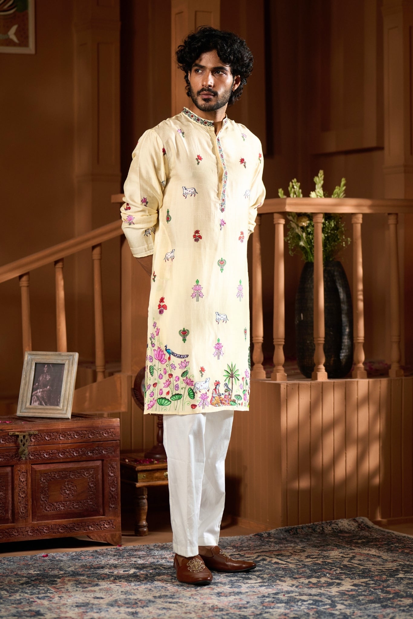 Taroob Shreenath Leela Embroidered Kurta Pajama Set