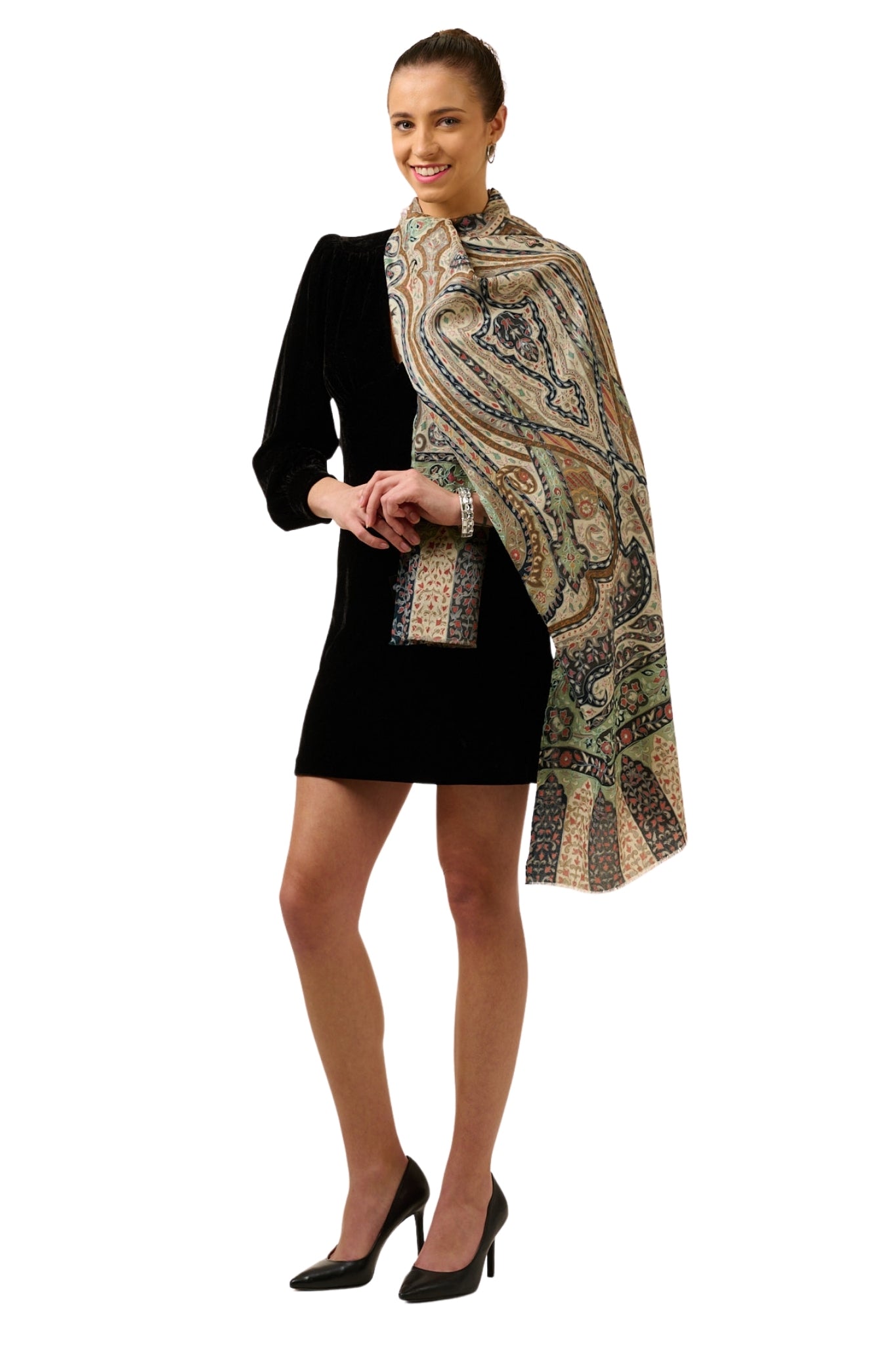 Taroob Splendid Paisley Wool Kalamkari Stole