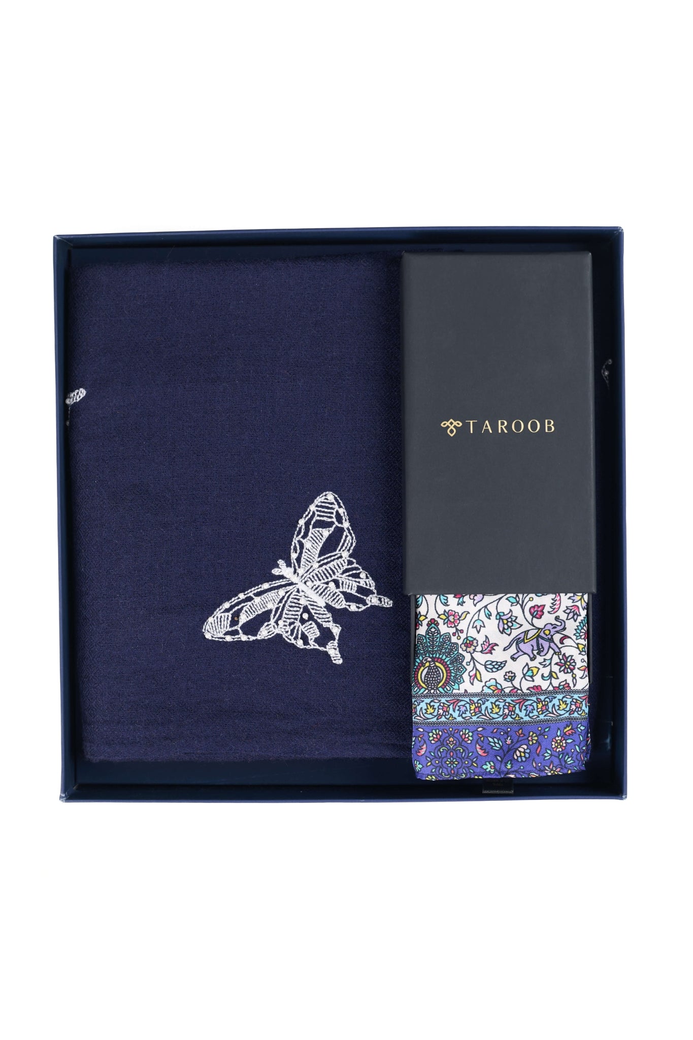 His & Her Gift Set of Men's Pocket Square & Women's Embroidered Stole
